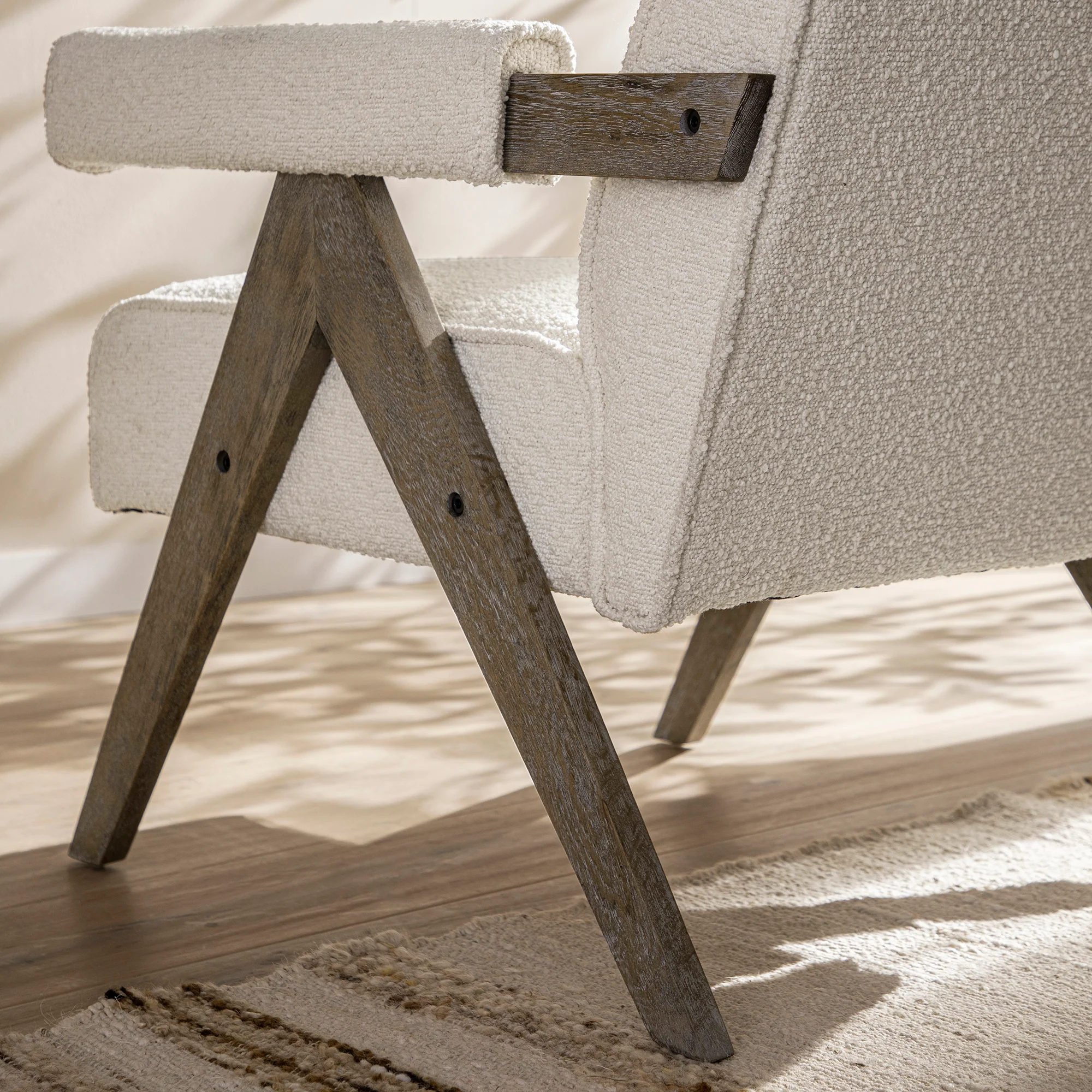 Chinnor Beige Boucle Weathered Oak Frame Accent Chair - Image 6