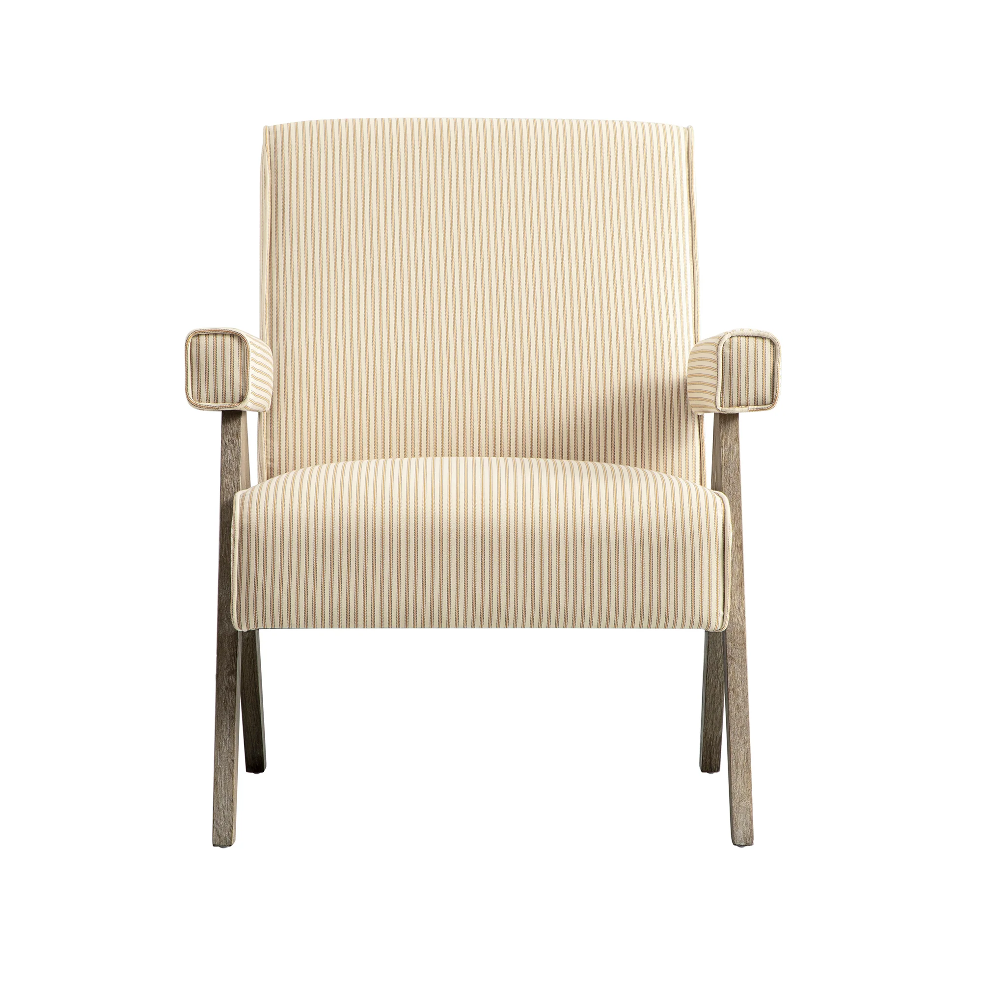 Chinnor Ochre Striped Linen Blend Weathered Oak Frame Accent Chair - Image 8