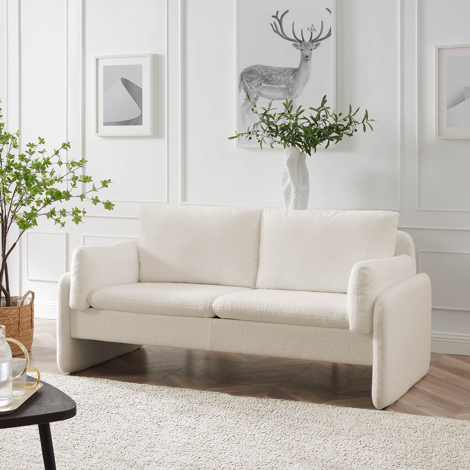 Clapham 2-Seater Ecru Boucle Sofa - Image 2