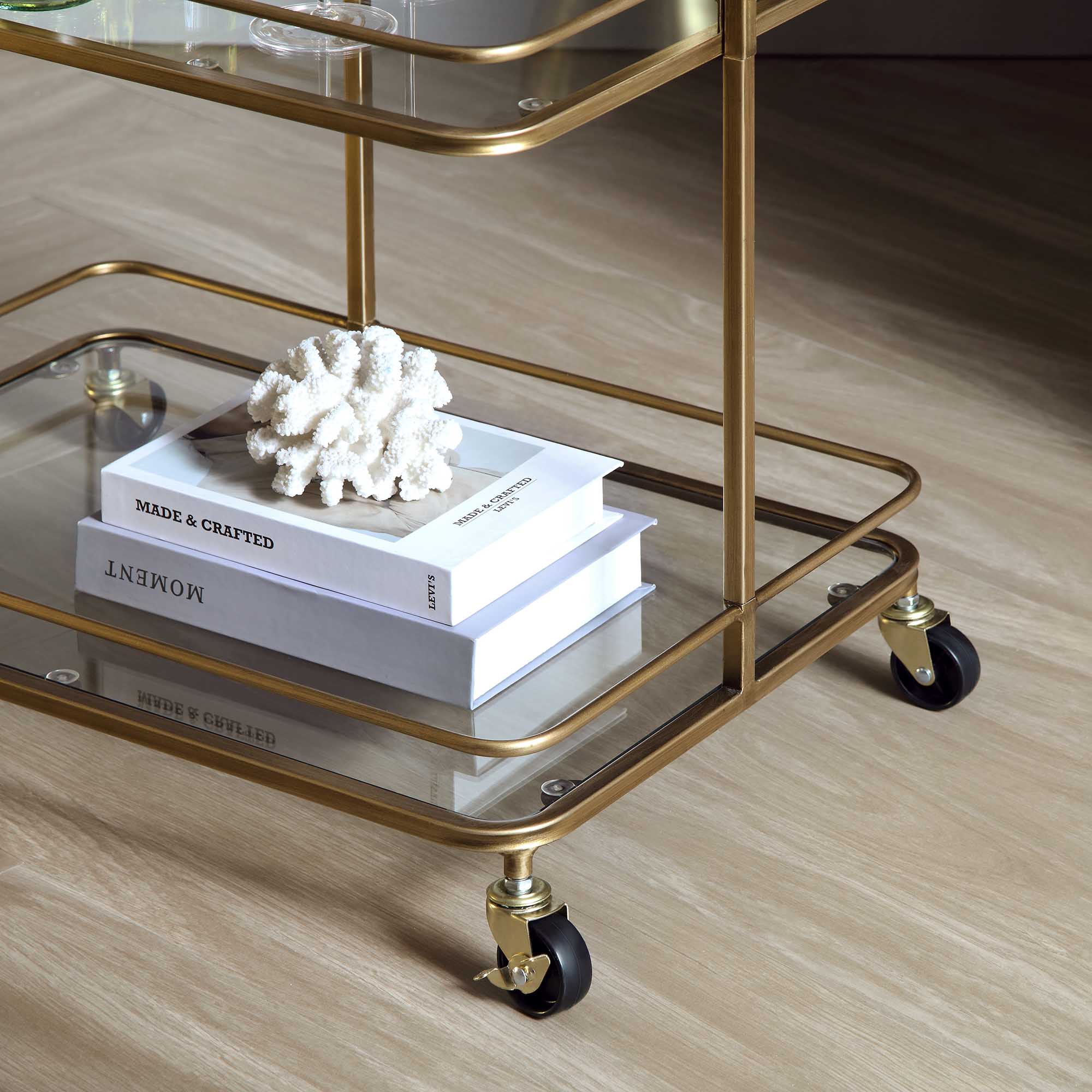 Clementine Antique Brass Effect Drink Trolley - Image 3