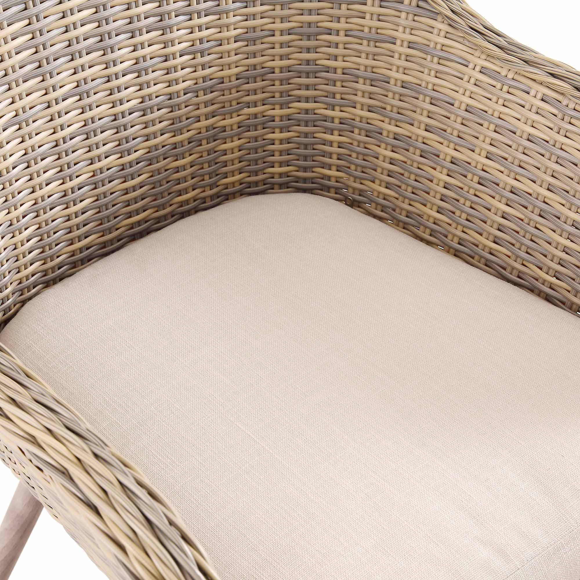Cliveden Outdoor Aluminium Washed Wood Effect and Round Wicker Rattan 6-Seater Dining Set - Image 14