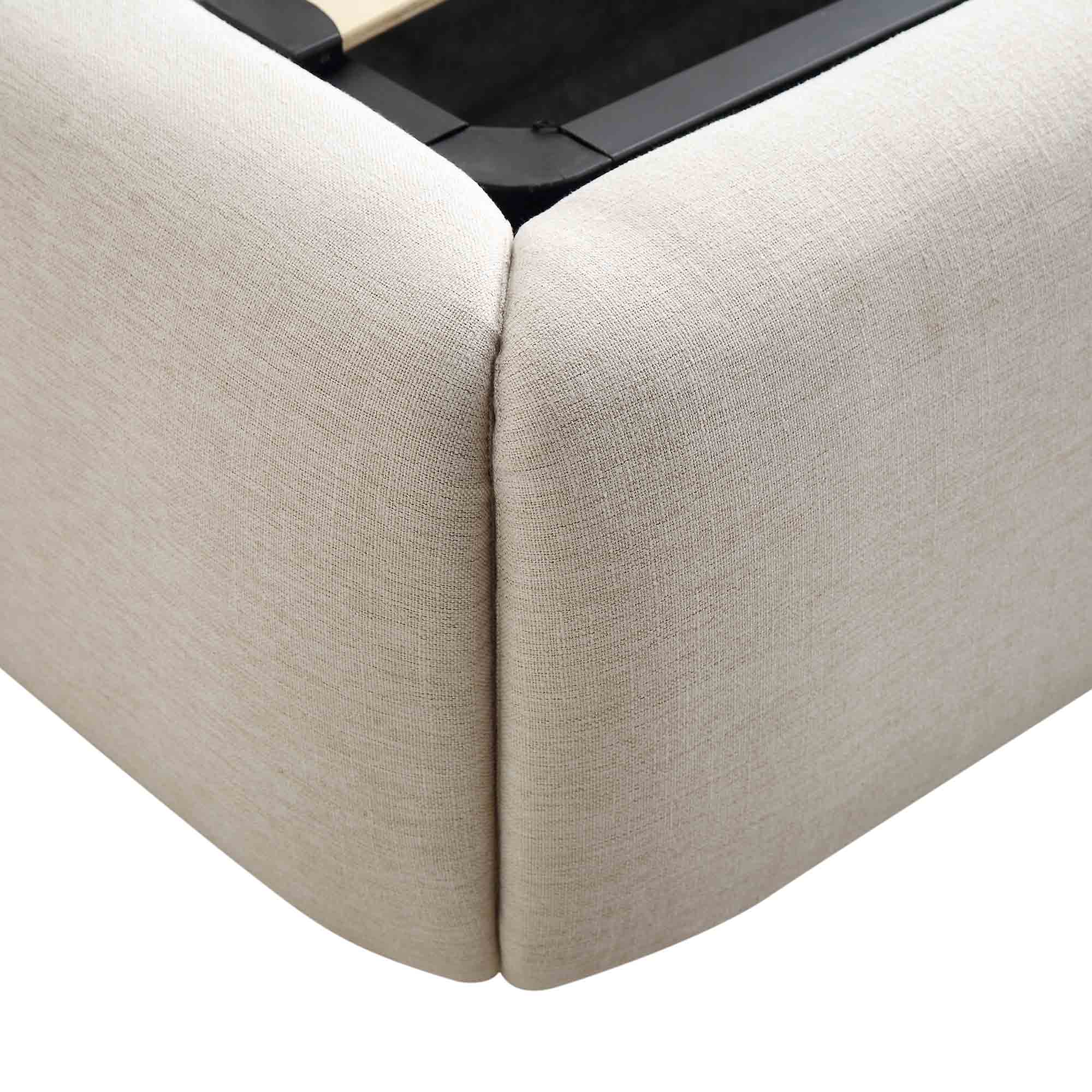 Constance Winged Headboard Ottoman Storage Bed, Beige Linen - Image 14