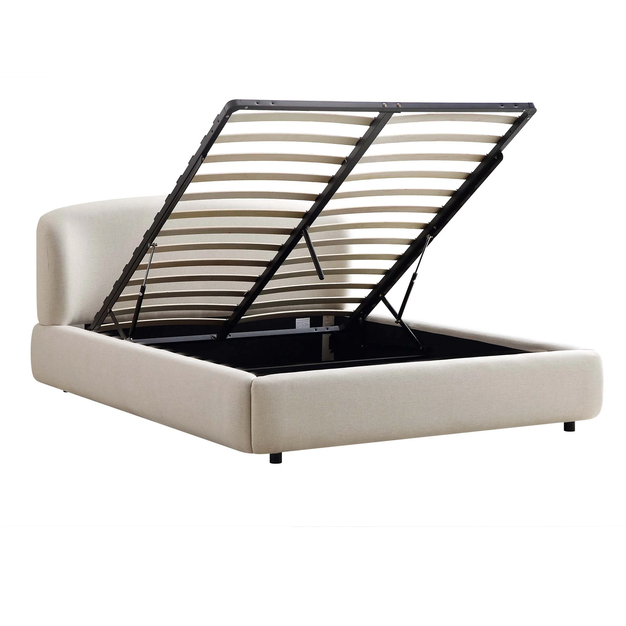 Constance Winged Headboard Ottoman Storage Bed, Beige Linen - Image 9