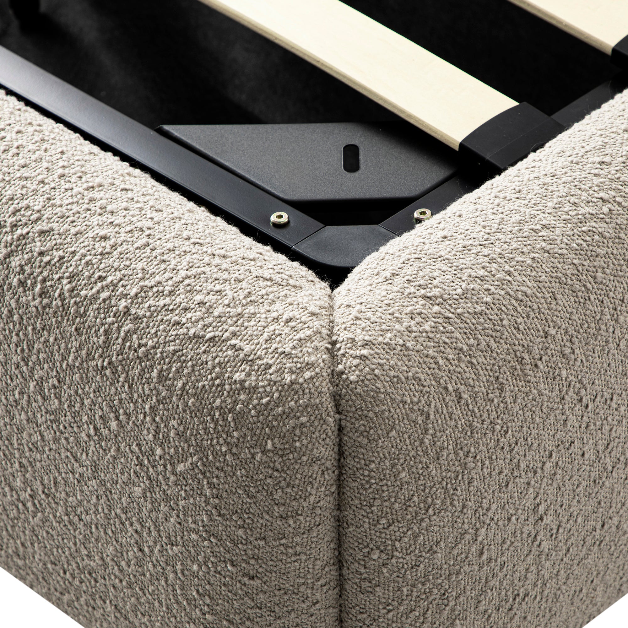Constance Winged Headboard Ottoman Storage Bed, Light Taupe Boucle - Image 16