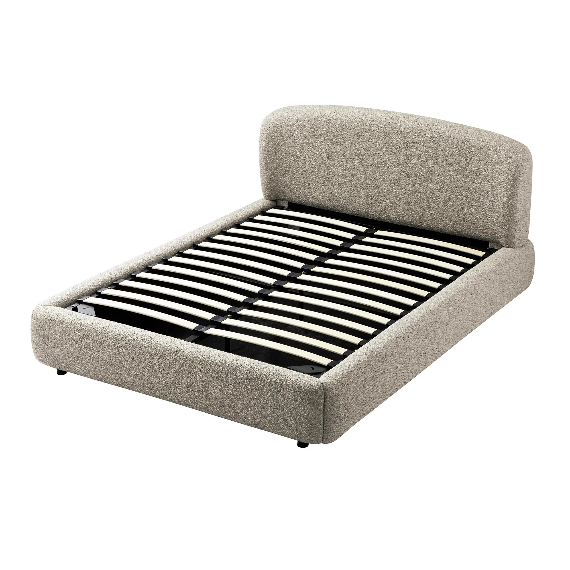 Constance Winged Headboard Ottoman Storage Bed, Light Taupe Boucle - Image 7