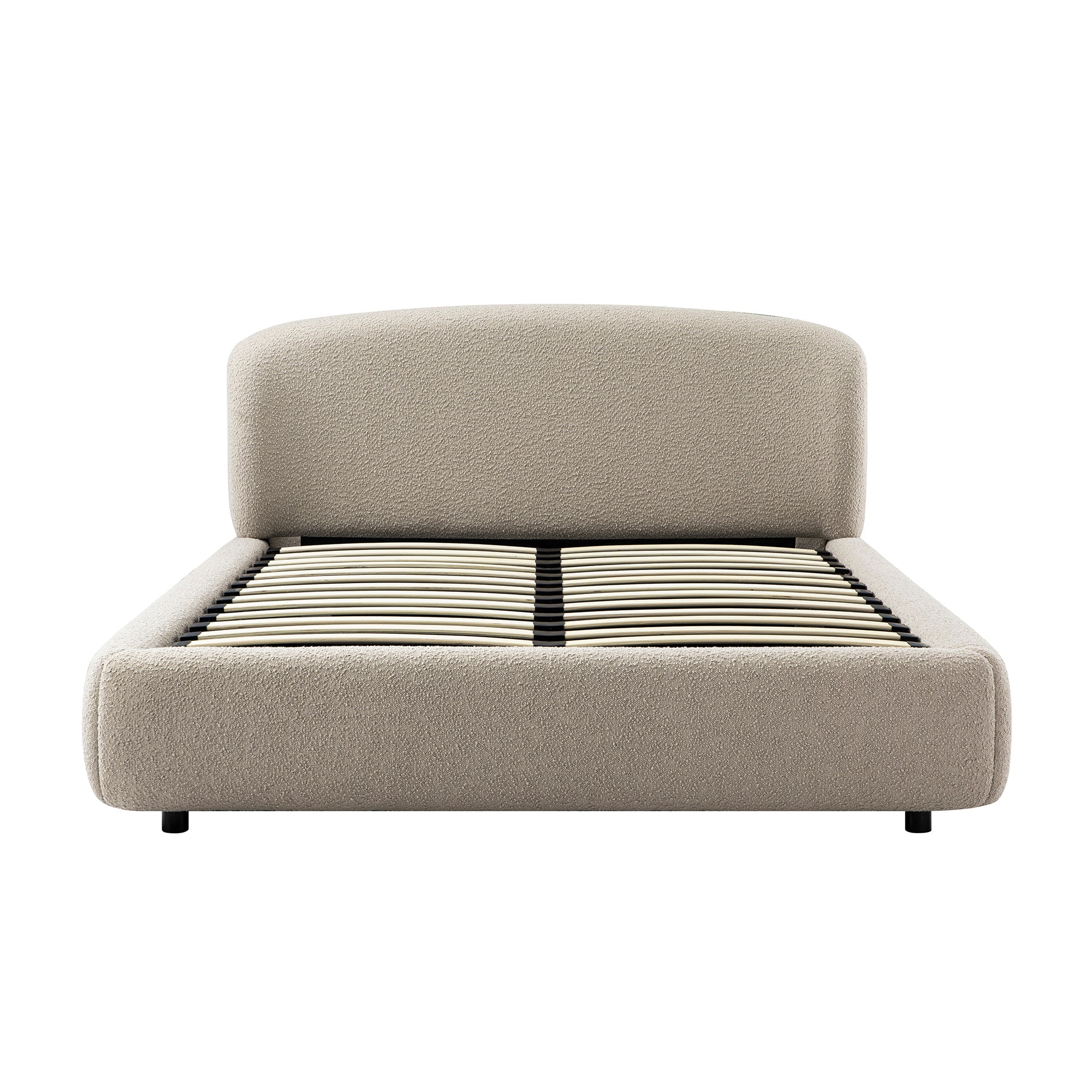 Constance Winged Headboard Ottoman Storage Bed, Light Taupe Boucle - Image 8