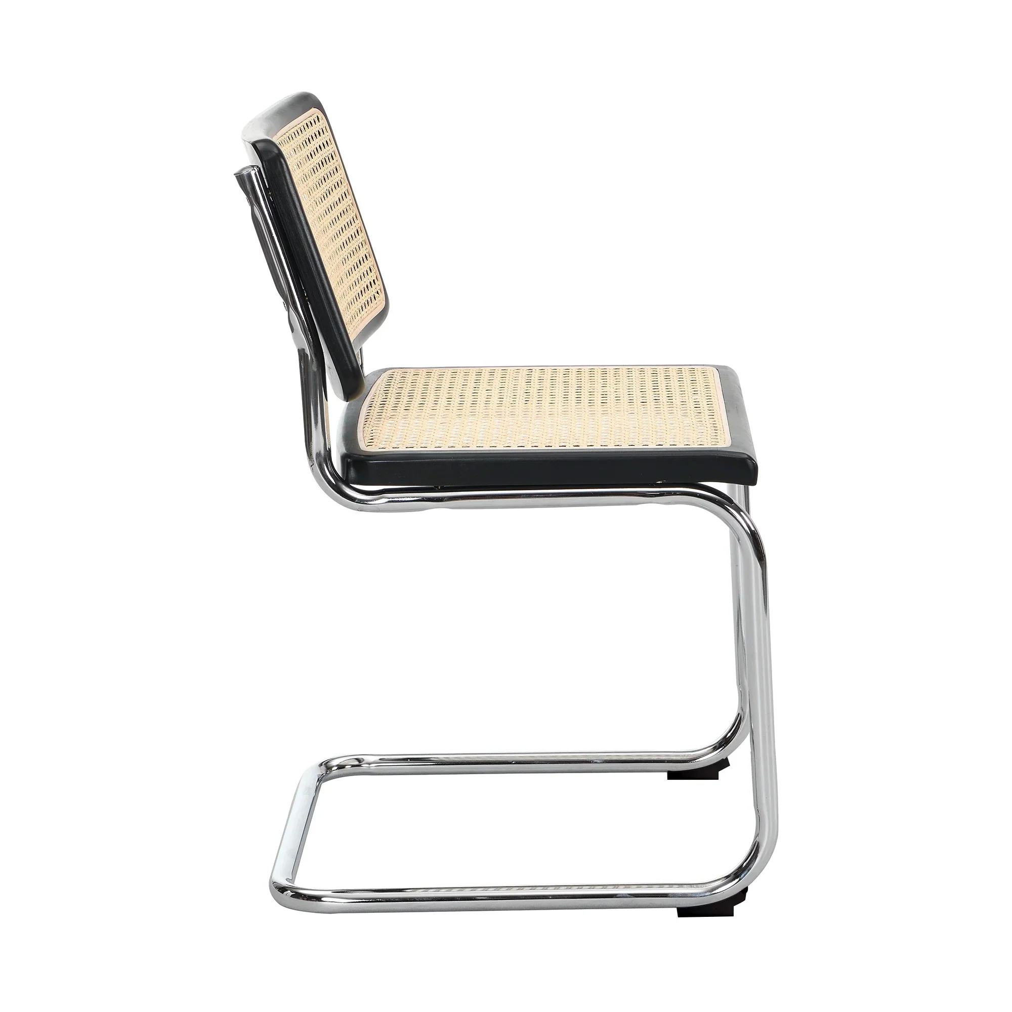 Cosenza Pair of 2 Dining Chairs, Cane & Chrome (Black) - Image 5