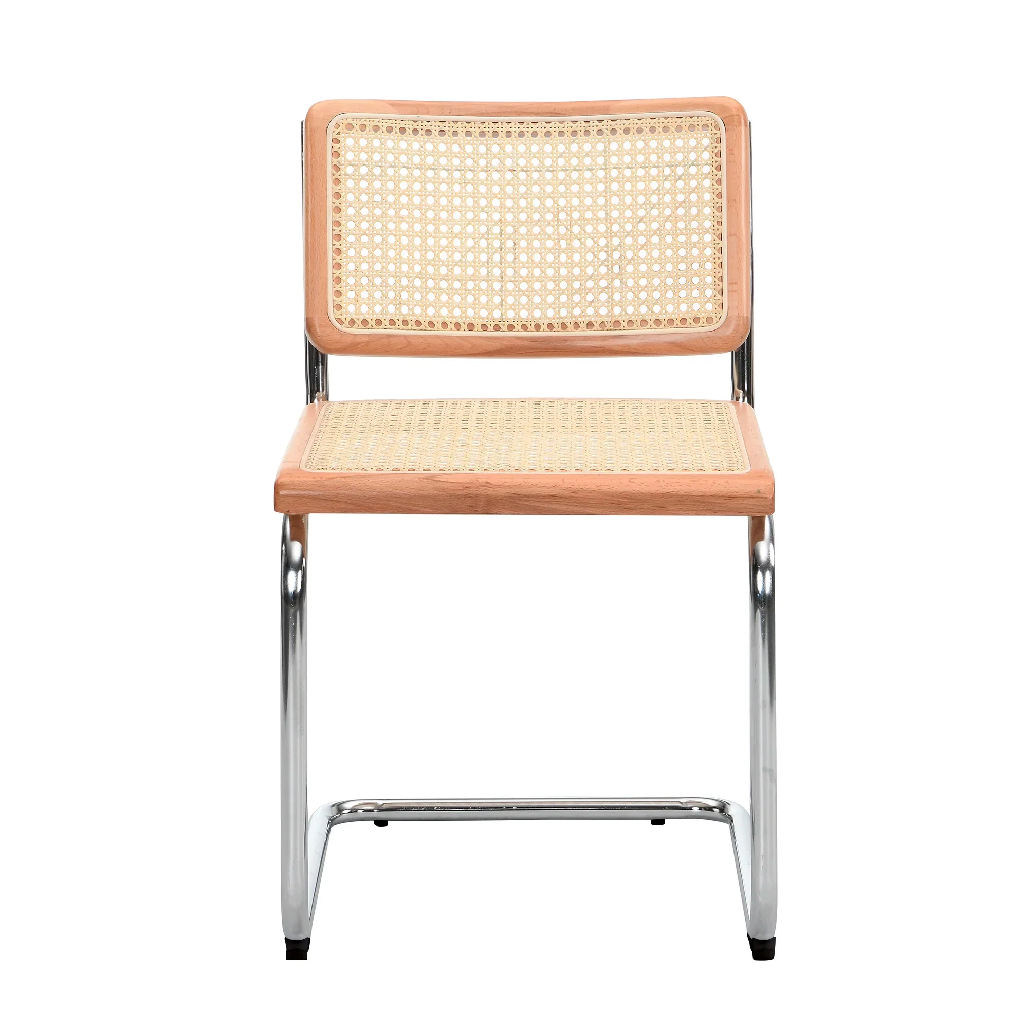 Cosenza Pair of 2 Dining Chairs, Cane & Chrome (Natural) - Image 3
