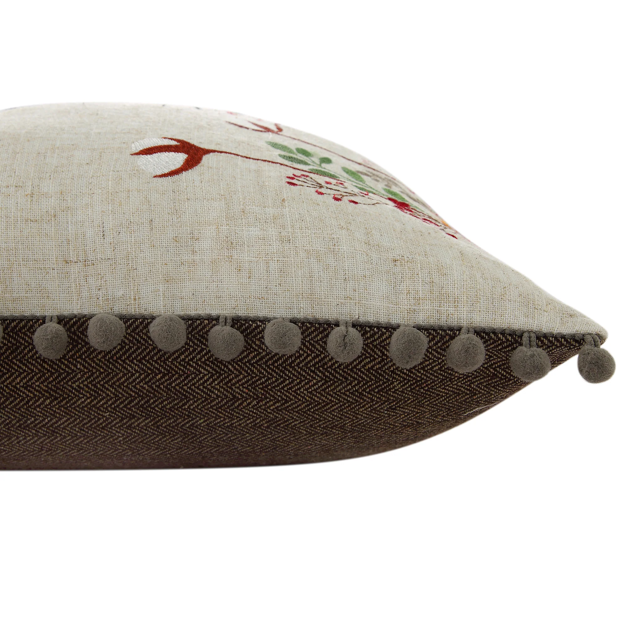 Country Collection Hare Embroidered Linen Blend Cushion - Image 2