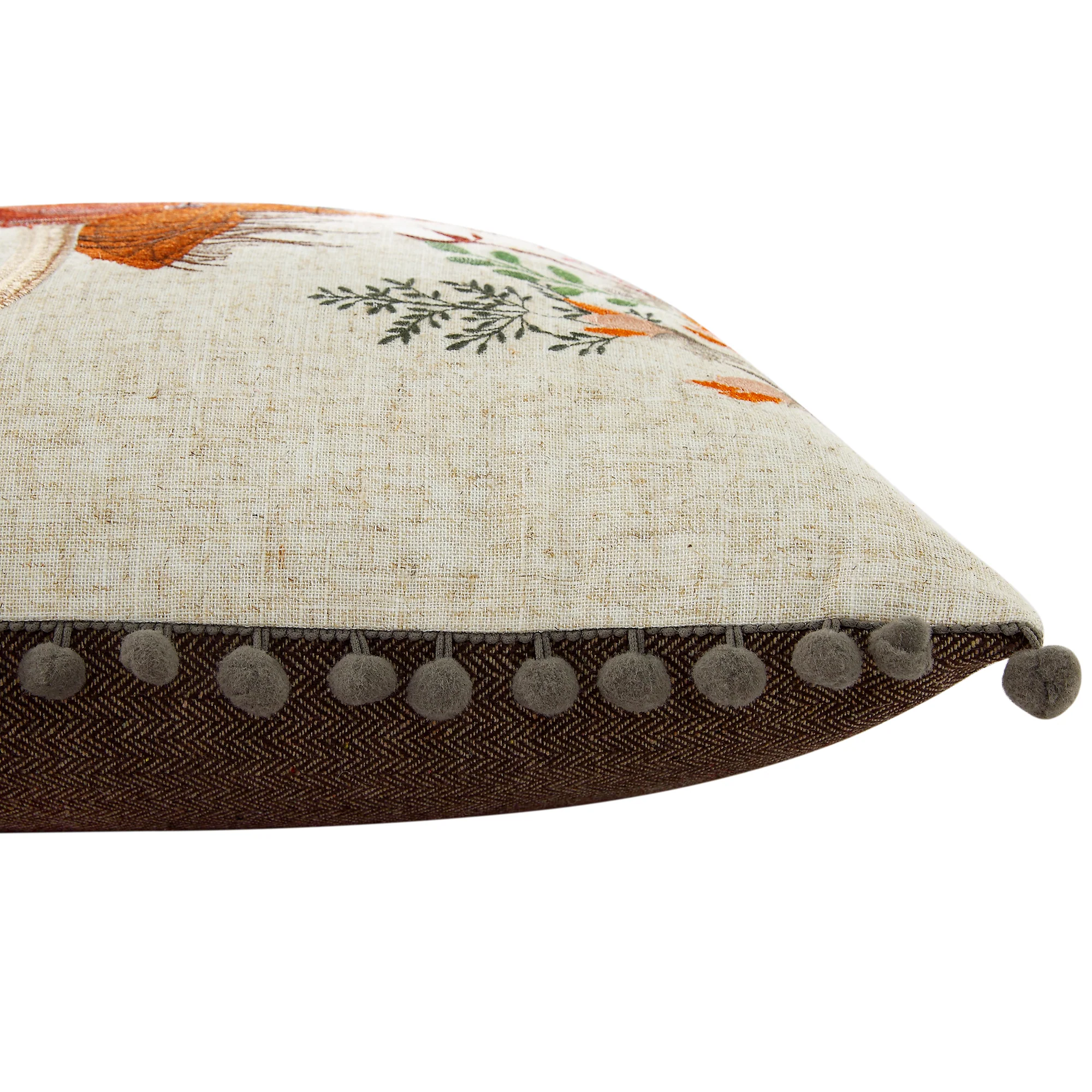 Country Collection Highland Cow Embroidered Linen Blend Cushion - Image 3