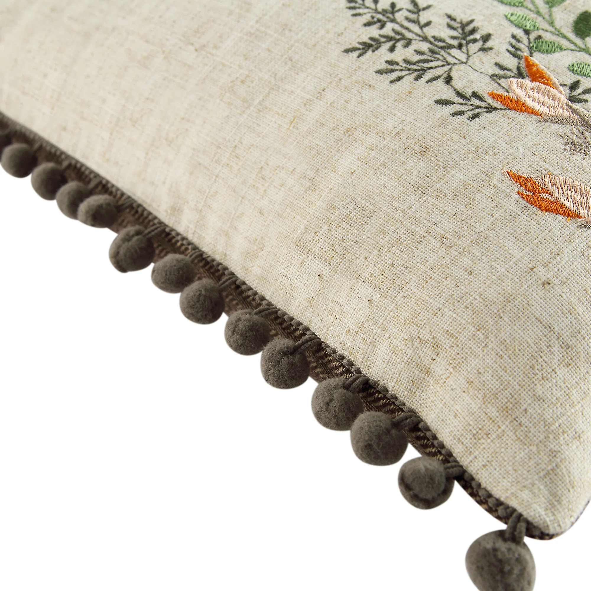 Country Collection Highland Cow Embroidered Linen Blend Cushion - Image 5