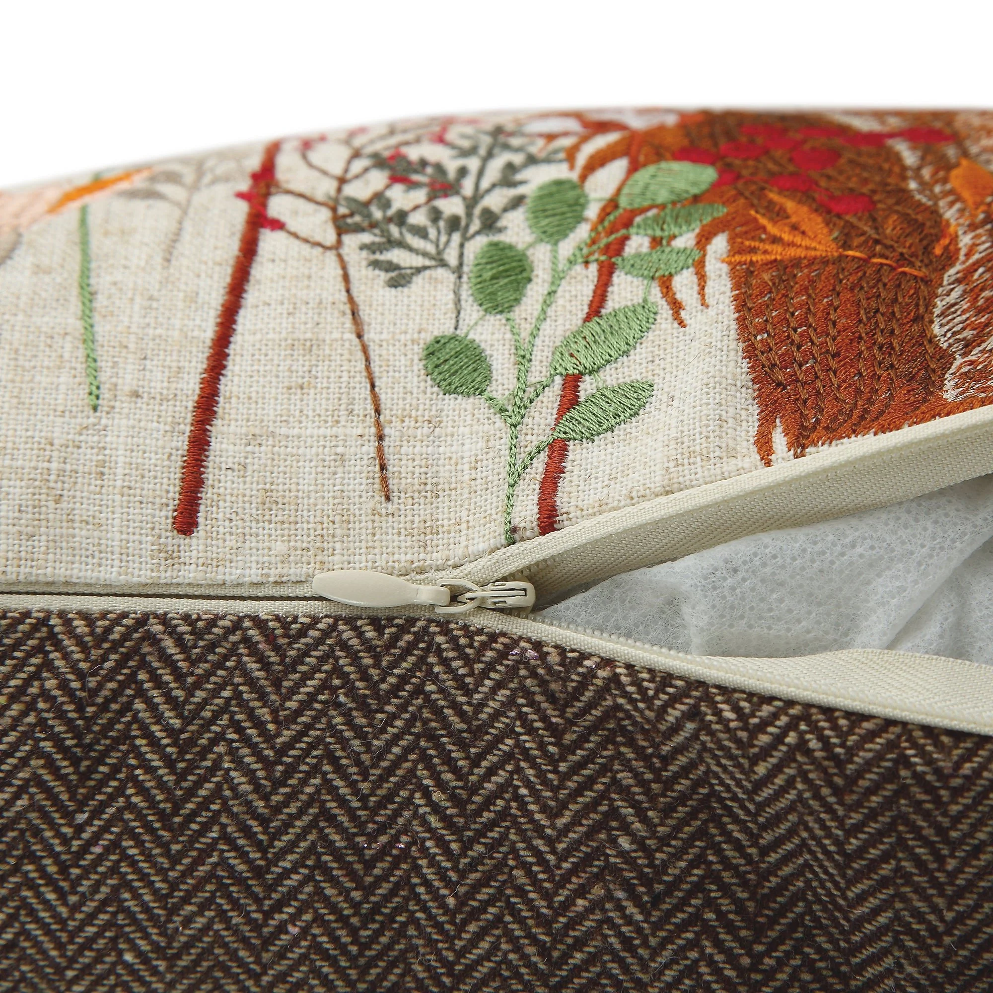 Country Collection Highland Cow Embroidered Linen Blend Cushion - Image 6