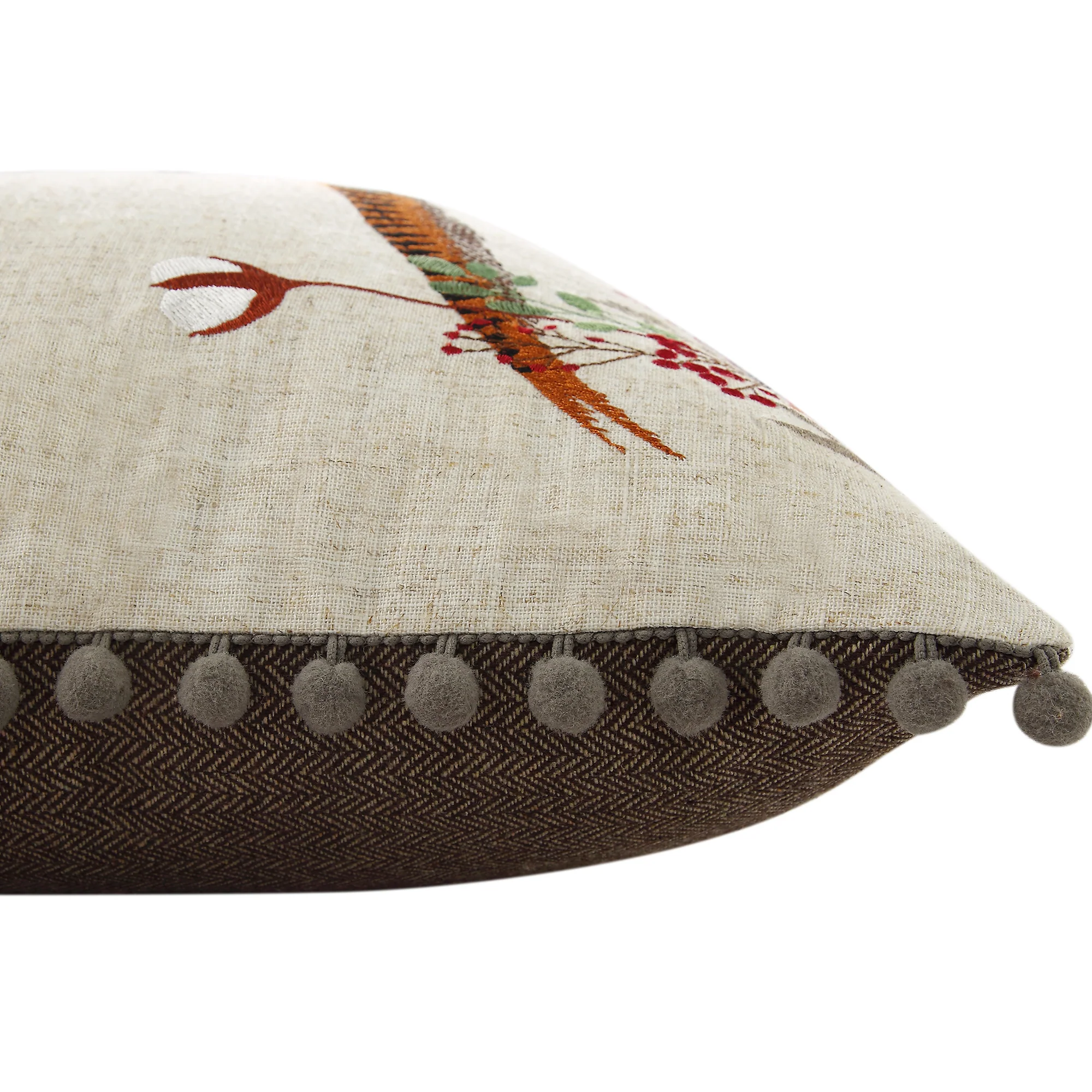 Country Collection Pheasant Embroidered Linen Blend Cushion - Image 6