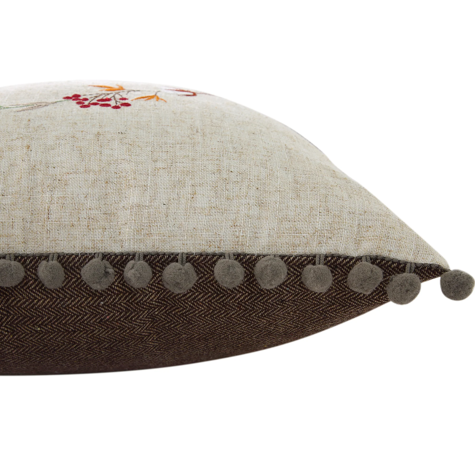 Country Collection Robin Embroidered Linen Blend Cushion - Image 5