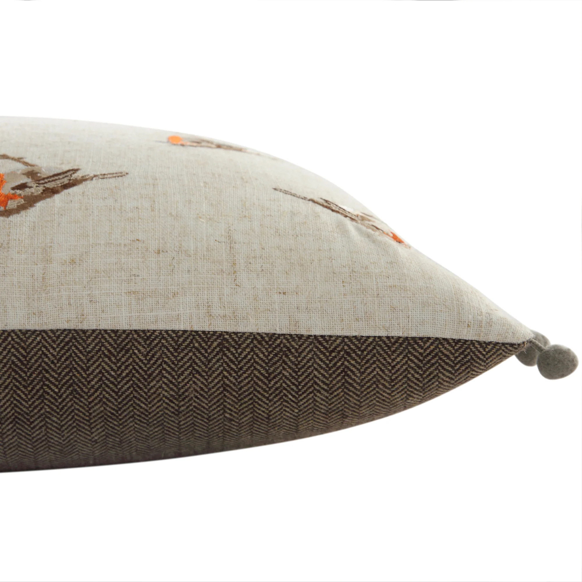 Country Collection Robin Repeat Embroidered Linen Blend Cushion - Image 5