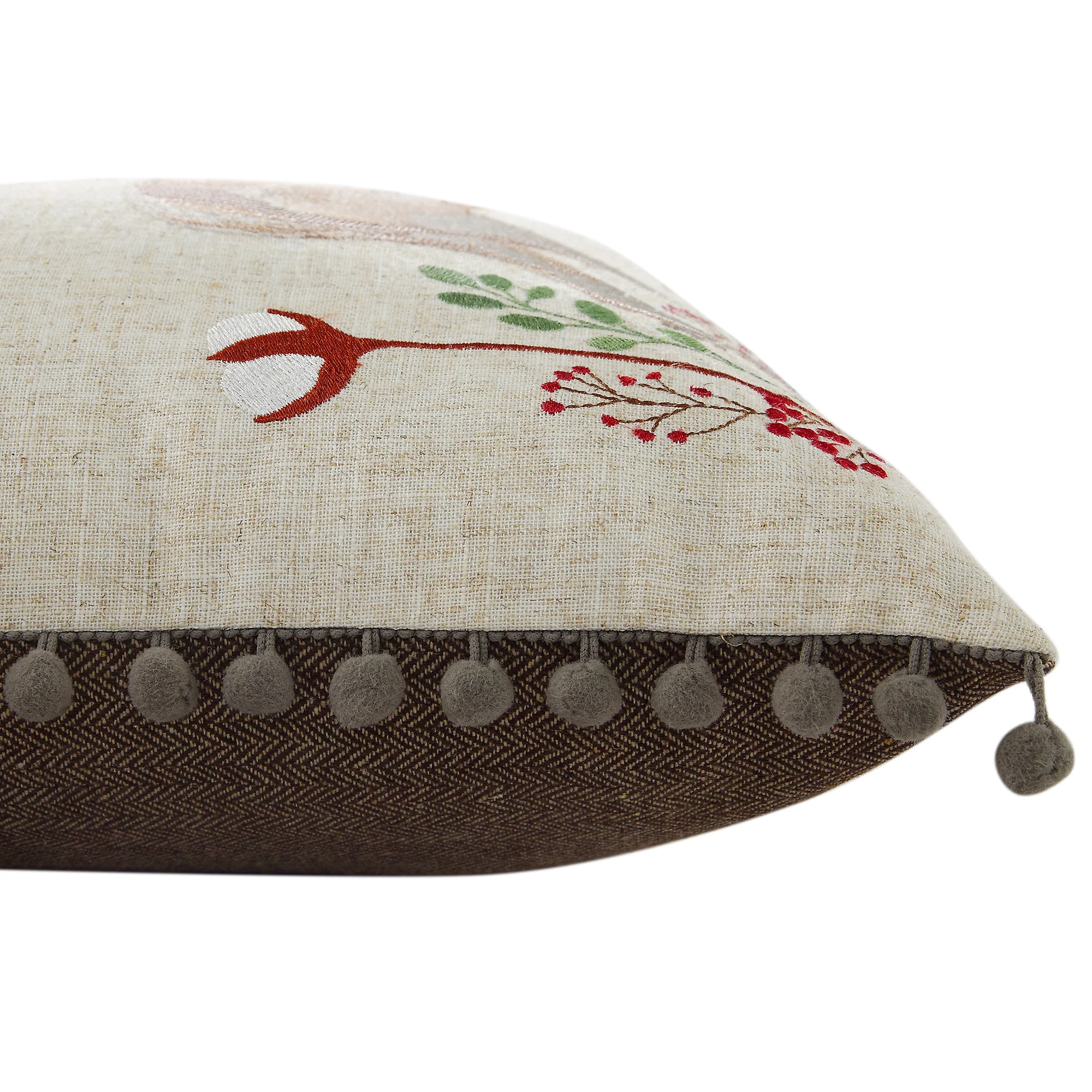 Country Collection Stag Embroidered Linen Blend Cushion - Image 5