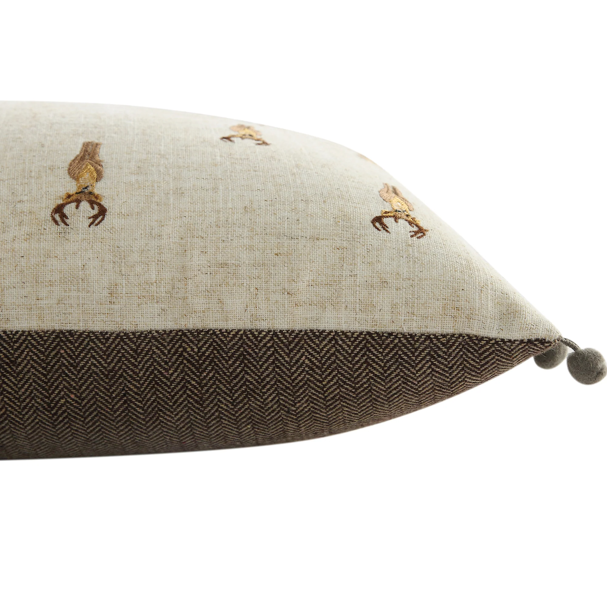 Country Collection Stag Repeat Embroidered Linen Blend Cushion - Image 5
