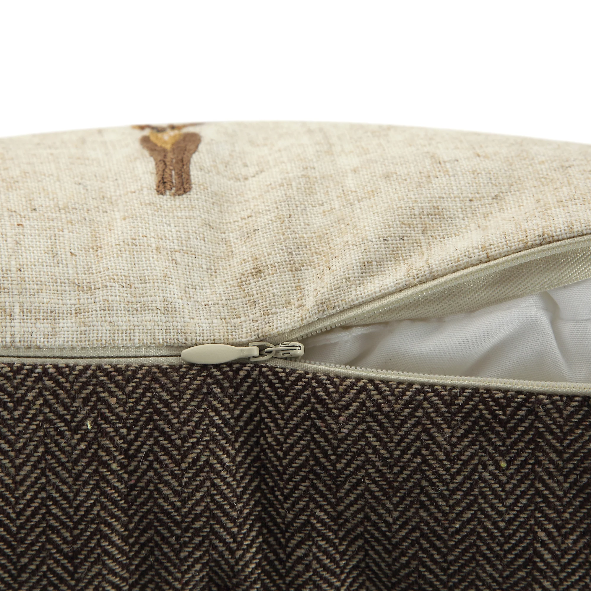 Country Collection Stag Repeat Embroidered Linen Blend Cushion - Image 8