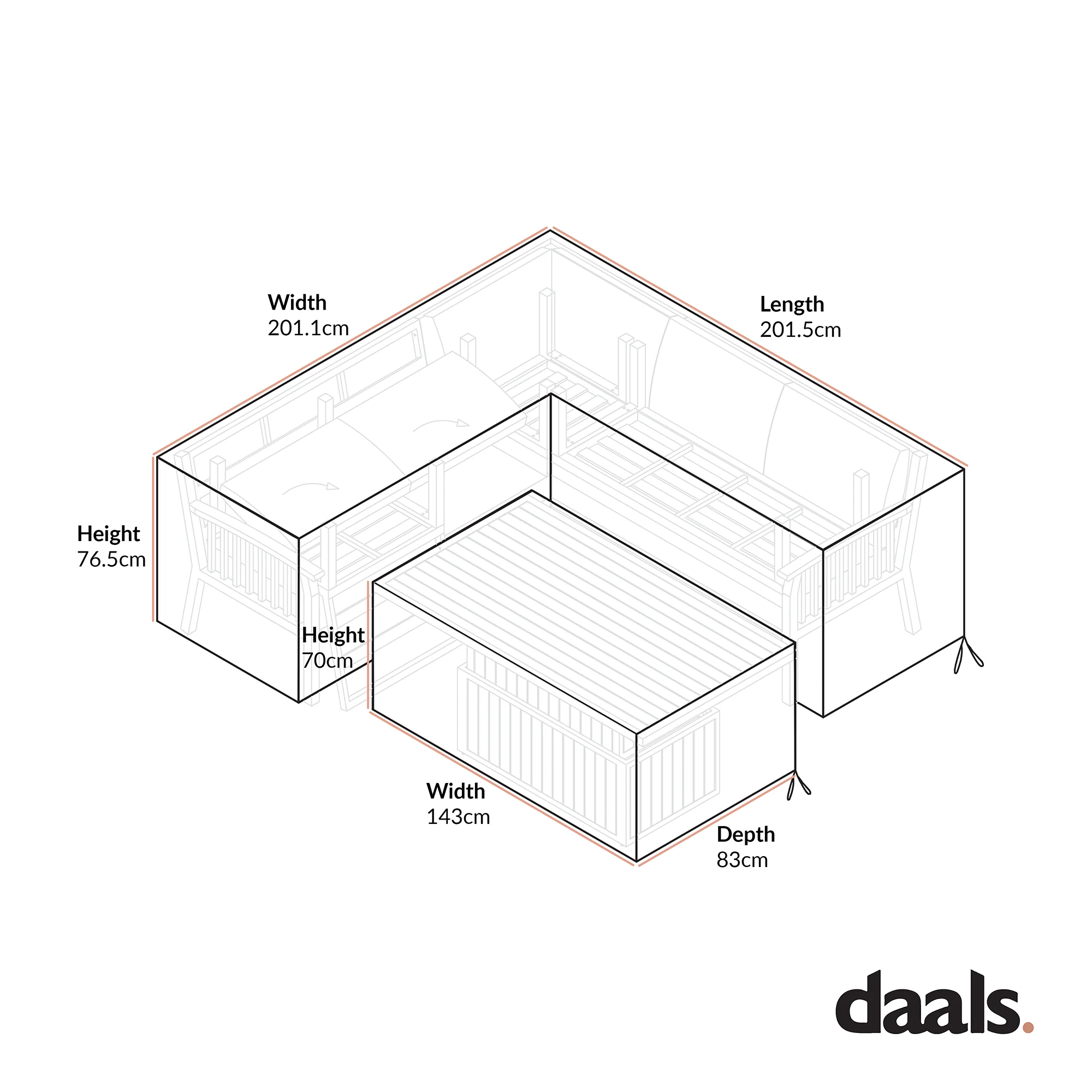 Cover for Earlswood Aluminium Washed Wood Effect Large Corner Sofa Set with Rising Table - Image 2