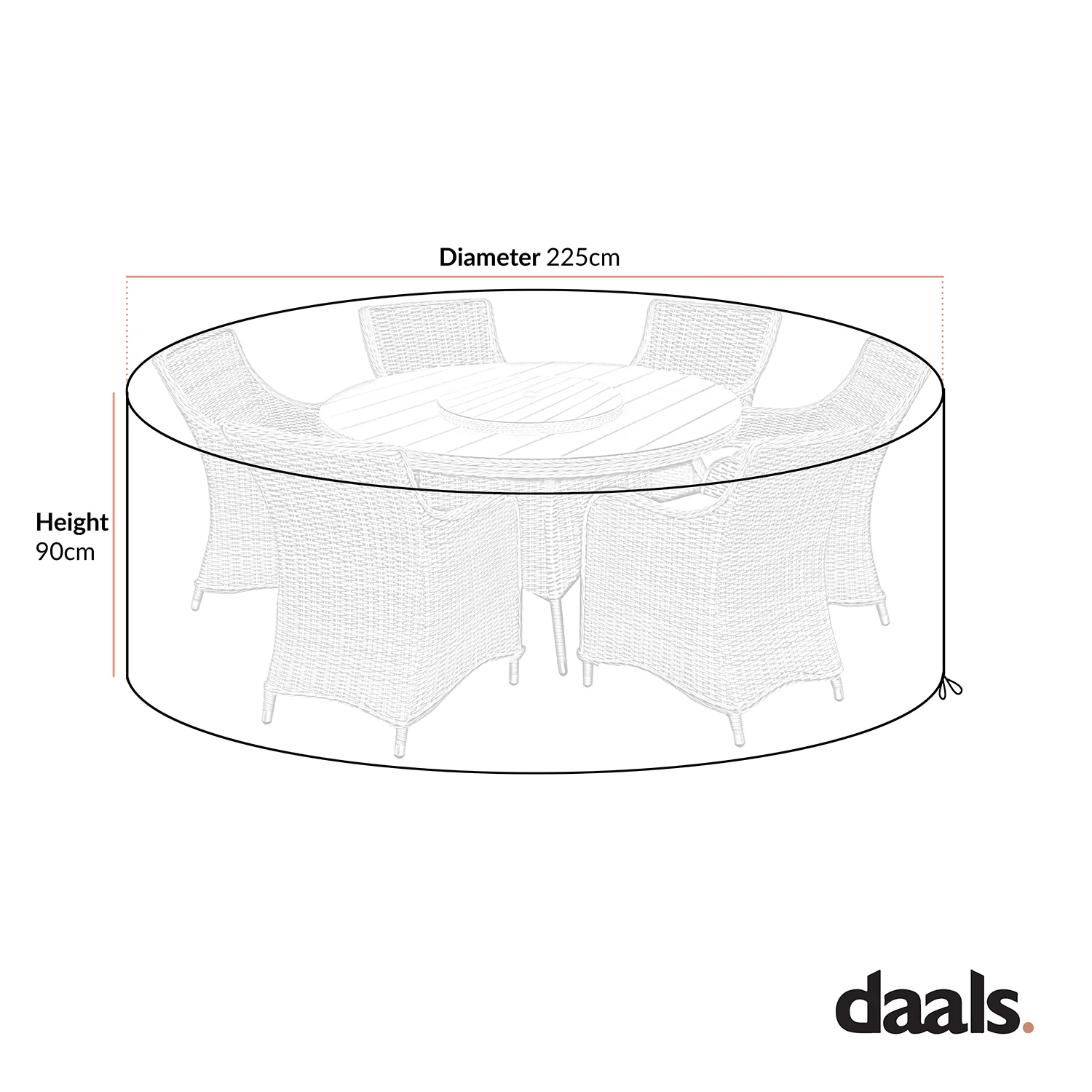 Cover for Hampshire 6-Seater Round Wicker Rattan Dining Set - Image 4