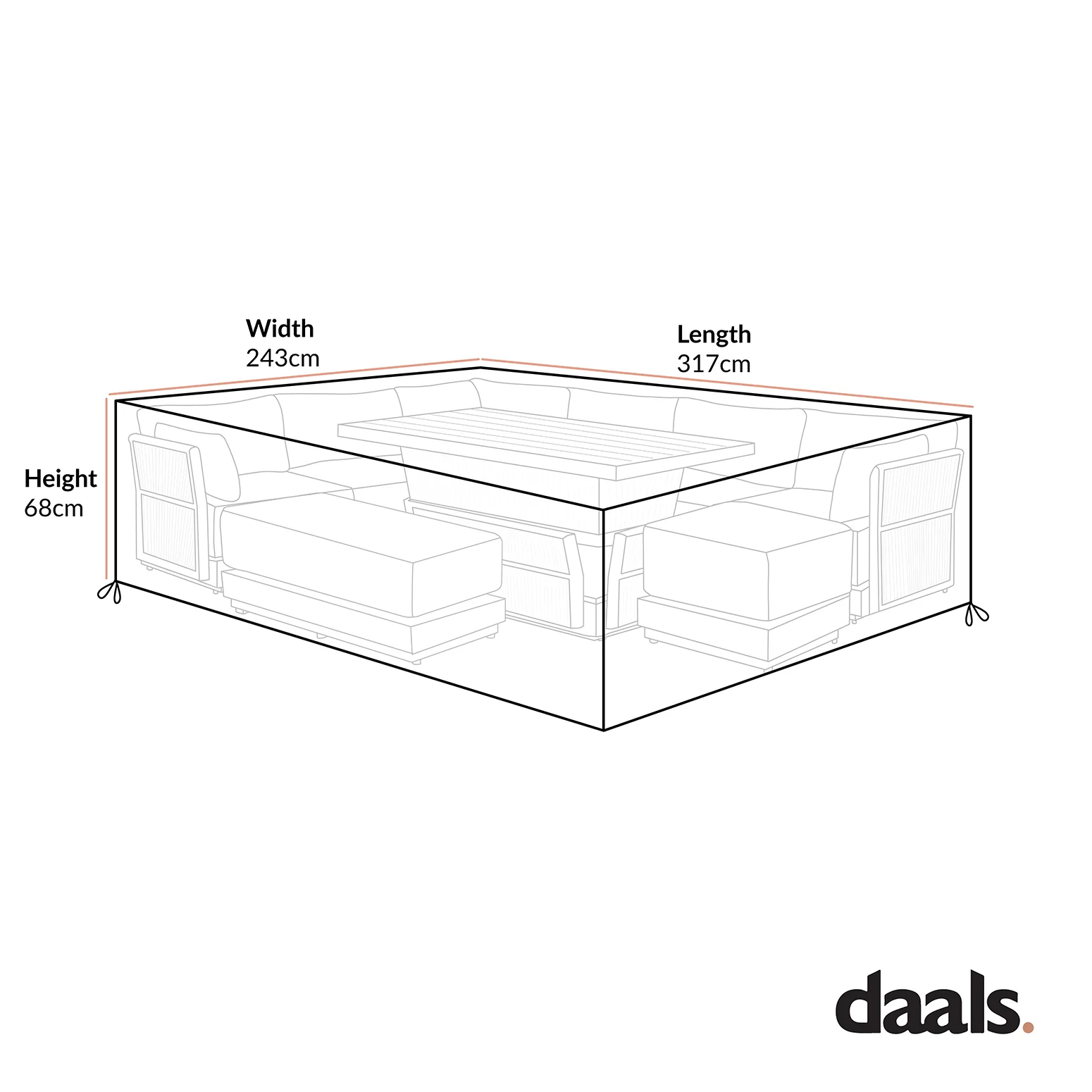 Cover for Pedra Rope and Aluminium Large Corner Casual Dining Set - Image 4