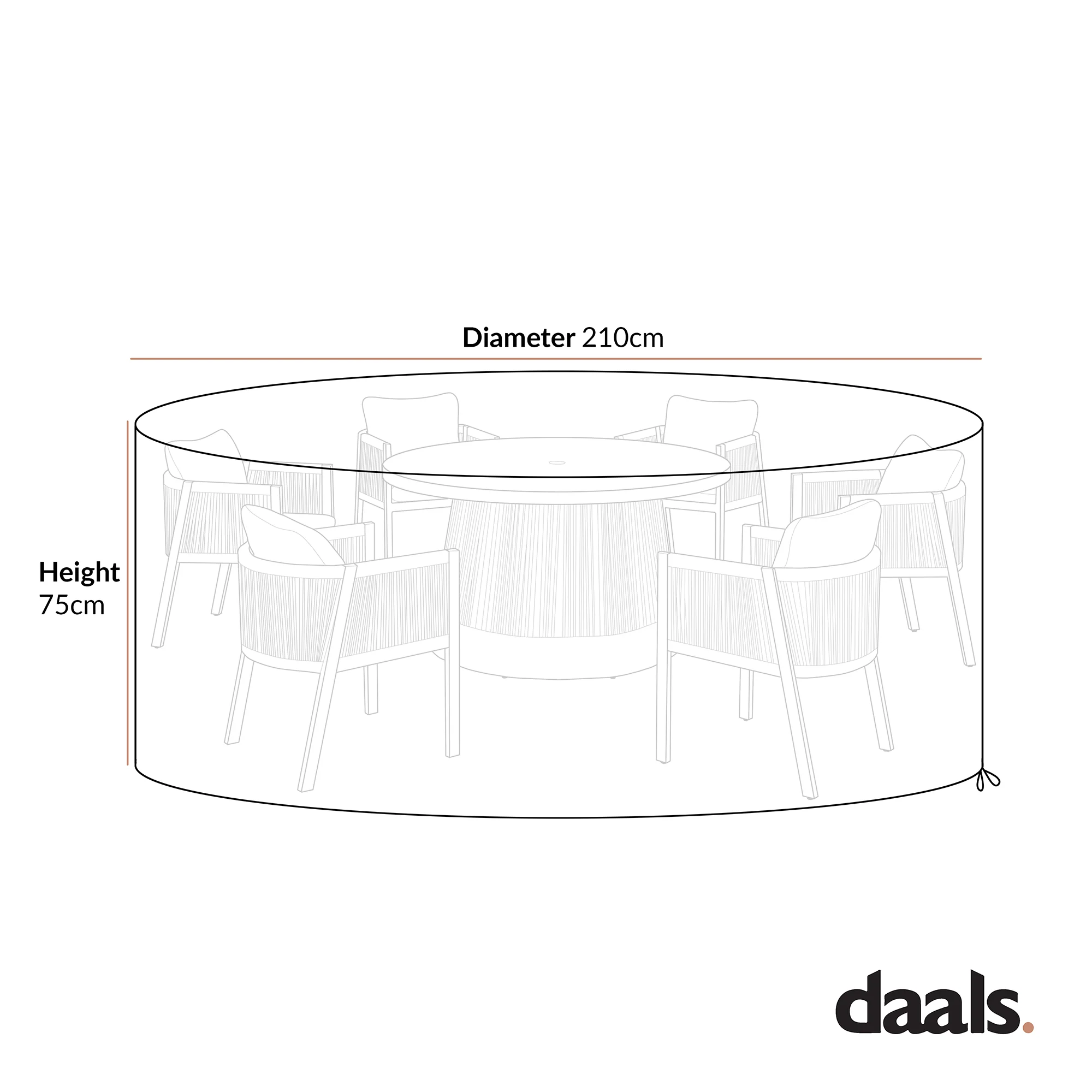Cover for Pedra Rope and Aluminium Outdoor 6-Seater Round Dining Set - Image 3