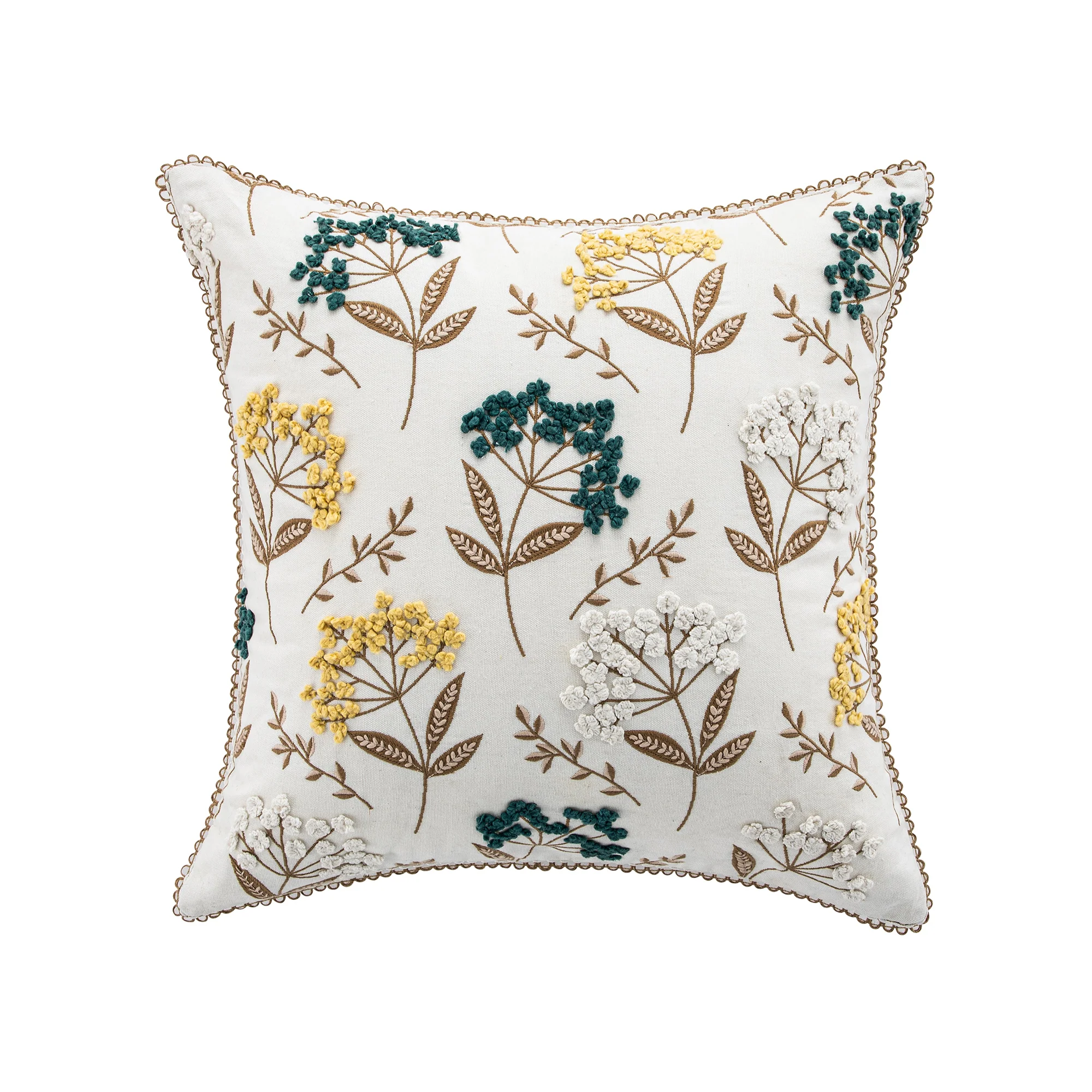 Country Collection Cow Parsley Embroidered Cotton Cushion - Image 2