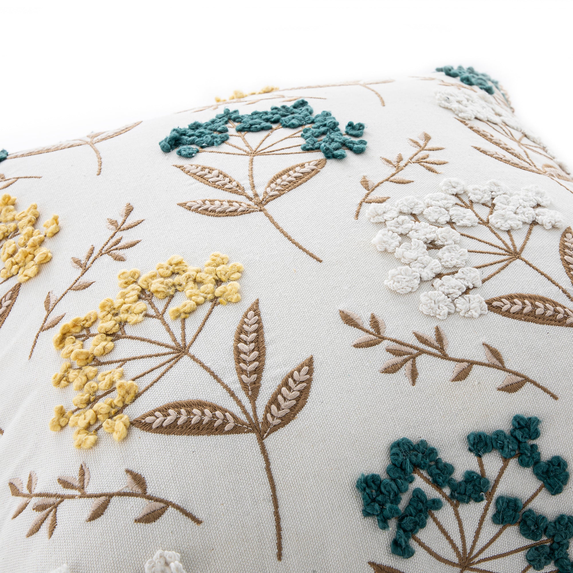 Country Collection Cow Parsley Embroidered Cotton Cushion - Image 4
