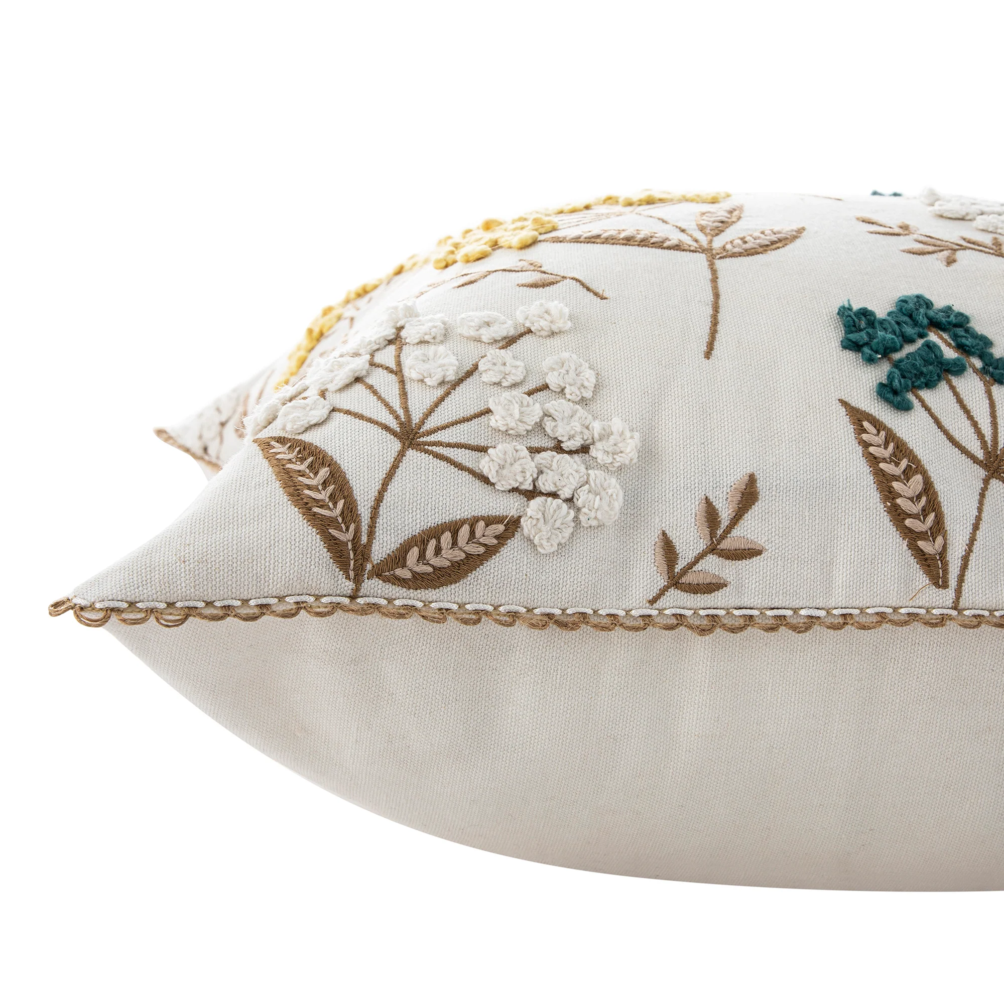 Country Collection Cow Parsley Embroidered Cotton Cushion - Image 6
