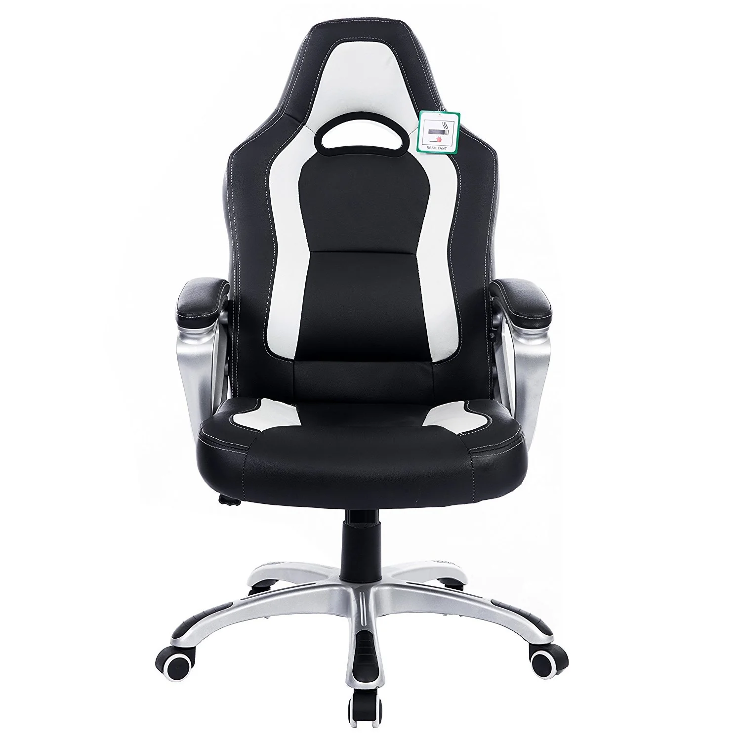 DaAls Racing Sport Swivel Office Chair in Black & White - Image 2