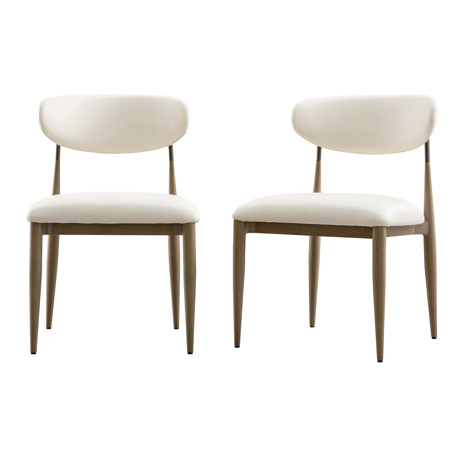 Dagmar Set of 2 Dining Chairs, Beige Faux Leather | Silver Oak Frame - Image 7