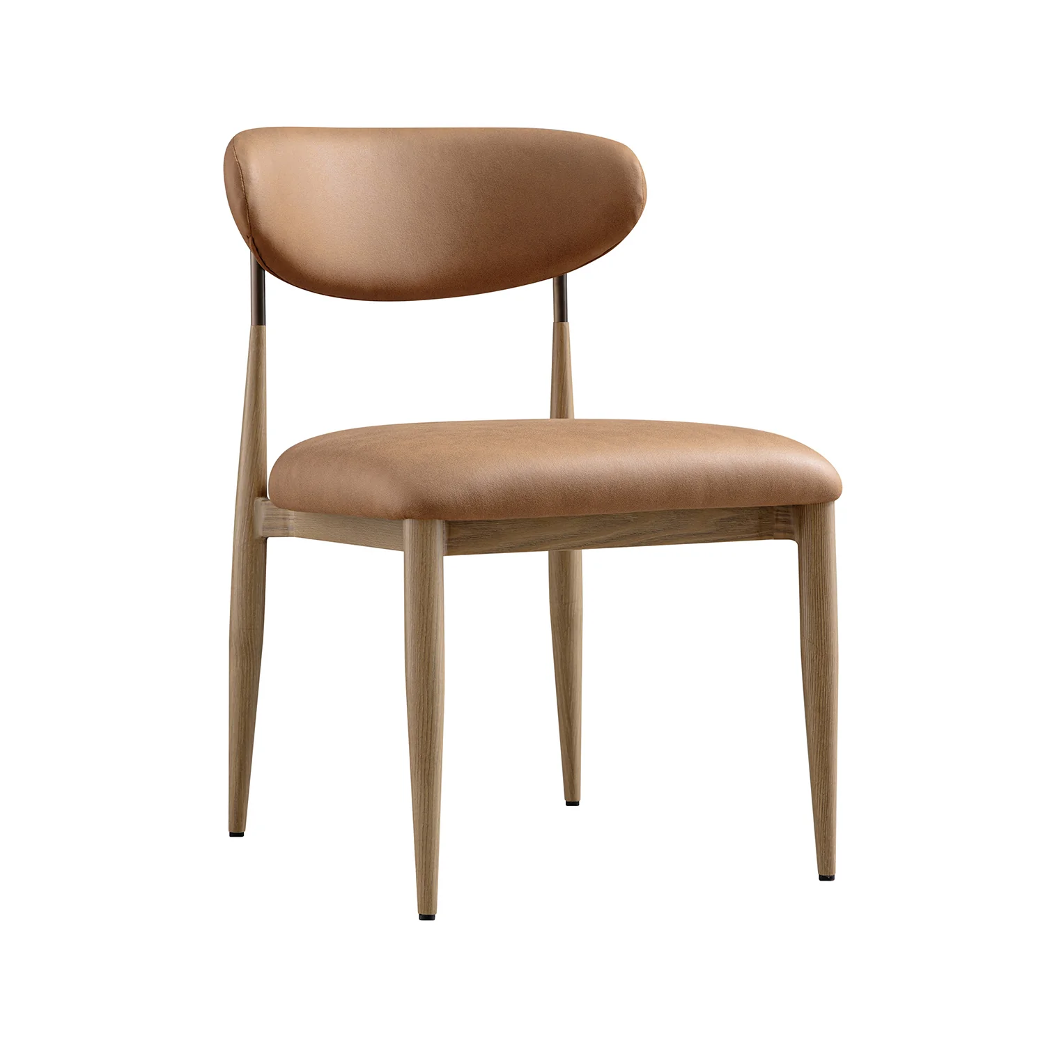 Dagmar Set of 2 Dining Chairs, Chestnut Faux Leather | Natural Frame - Image 10