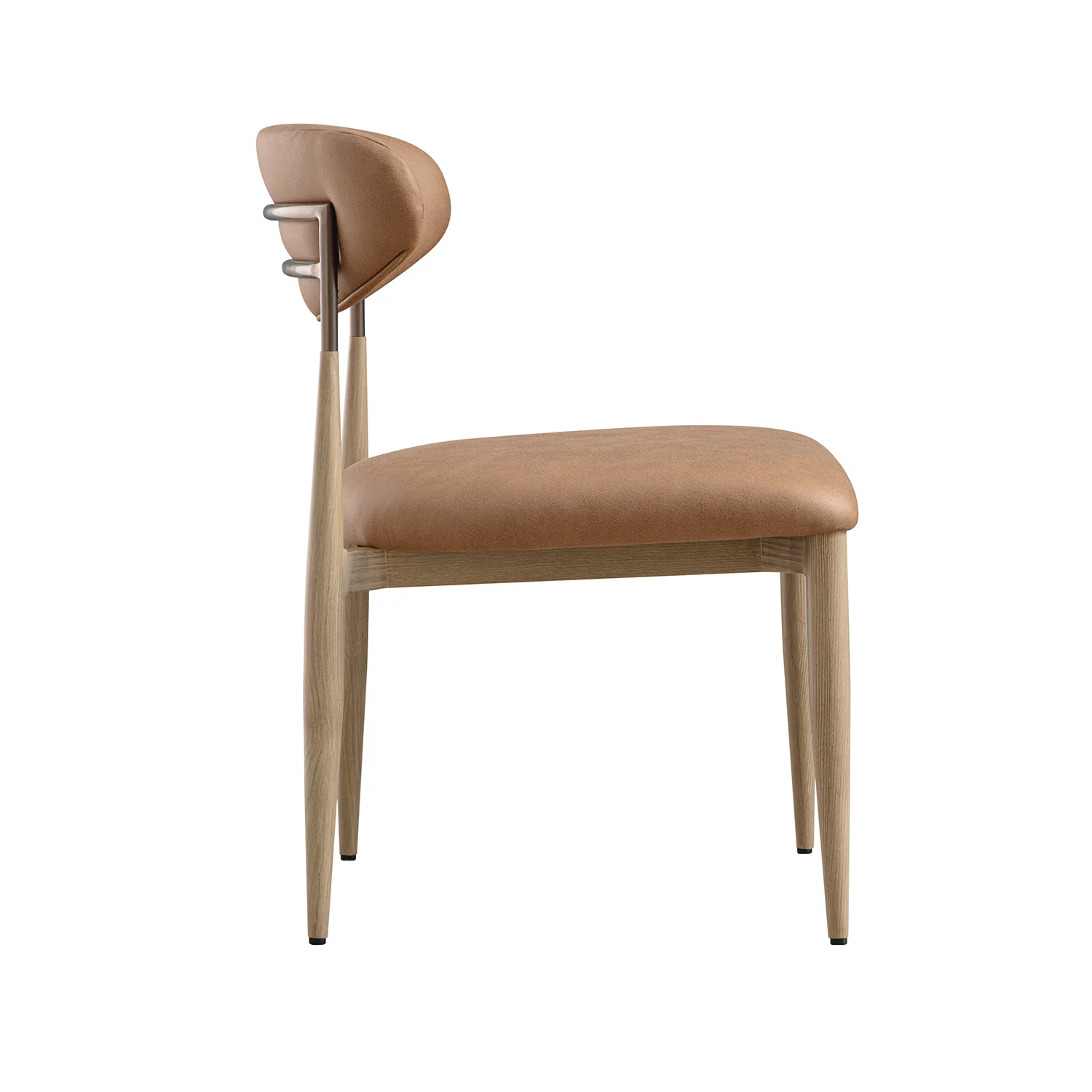 Dagmar Set of 2 Dining Chairs, Chestnut Faux Leather | Natural Frame - Image 11