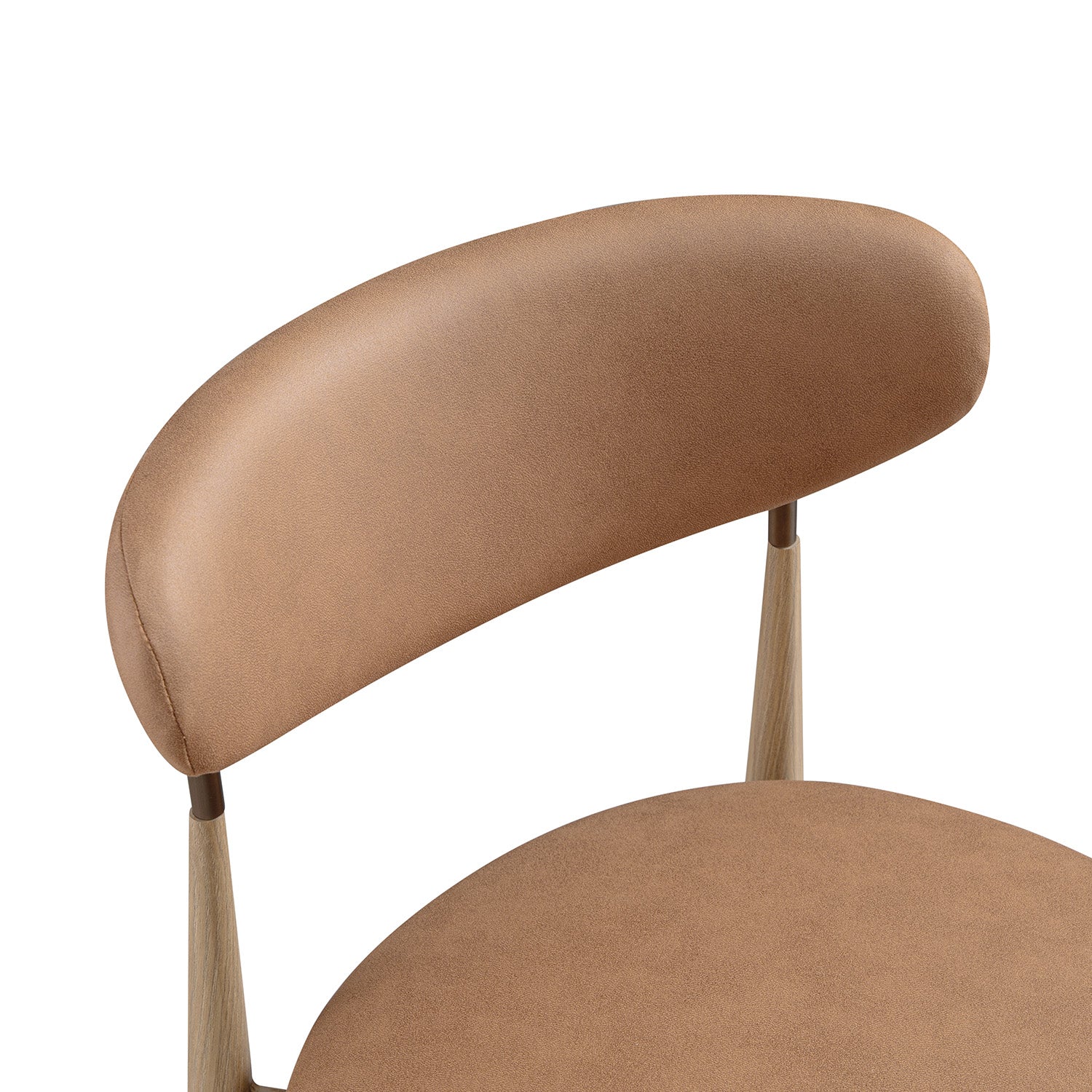 Dagmar Set of 2 Dining Chairs, Chestnut Faux Leather | Natural Frame - Image 14