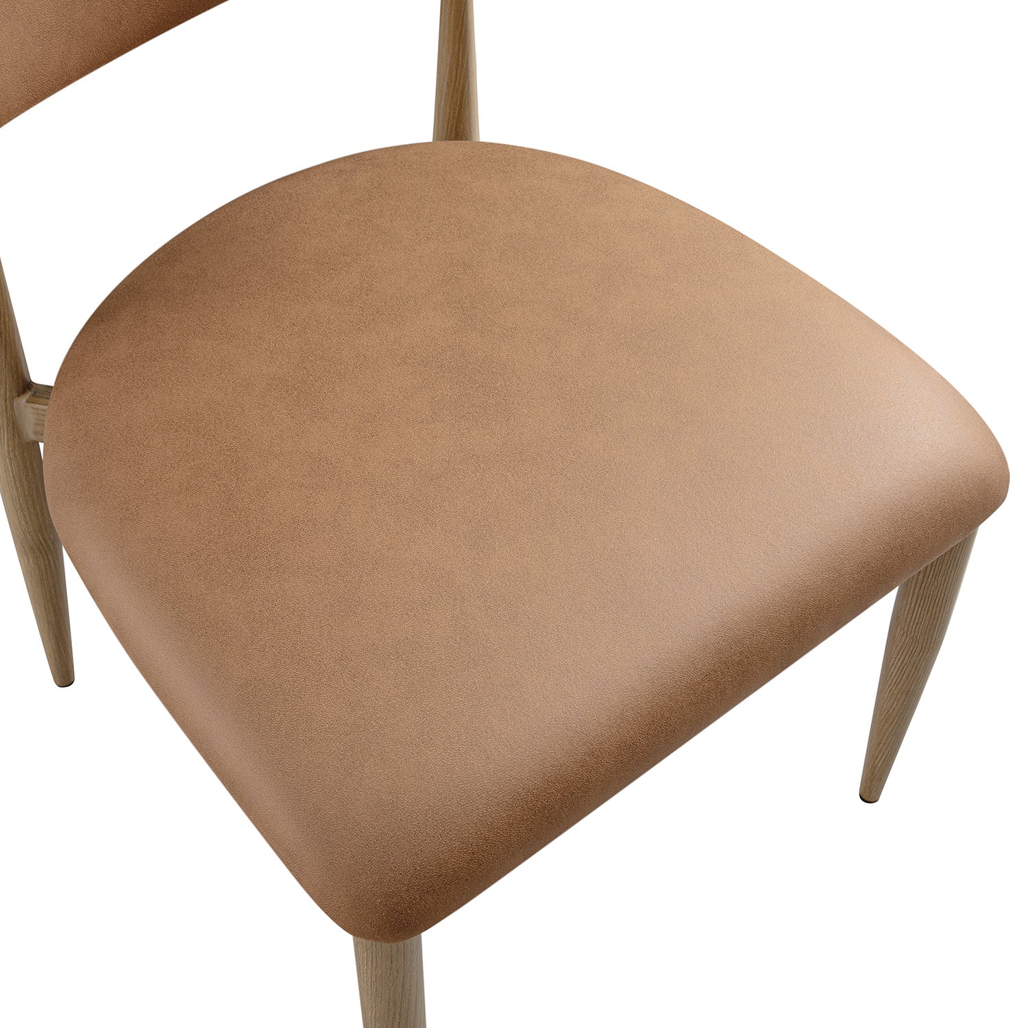 Dagmar Set of 2 Dining Chairs, Chestnut Faux Leather | Natural Frame - Image 15