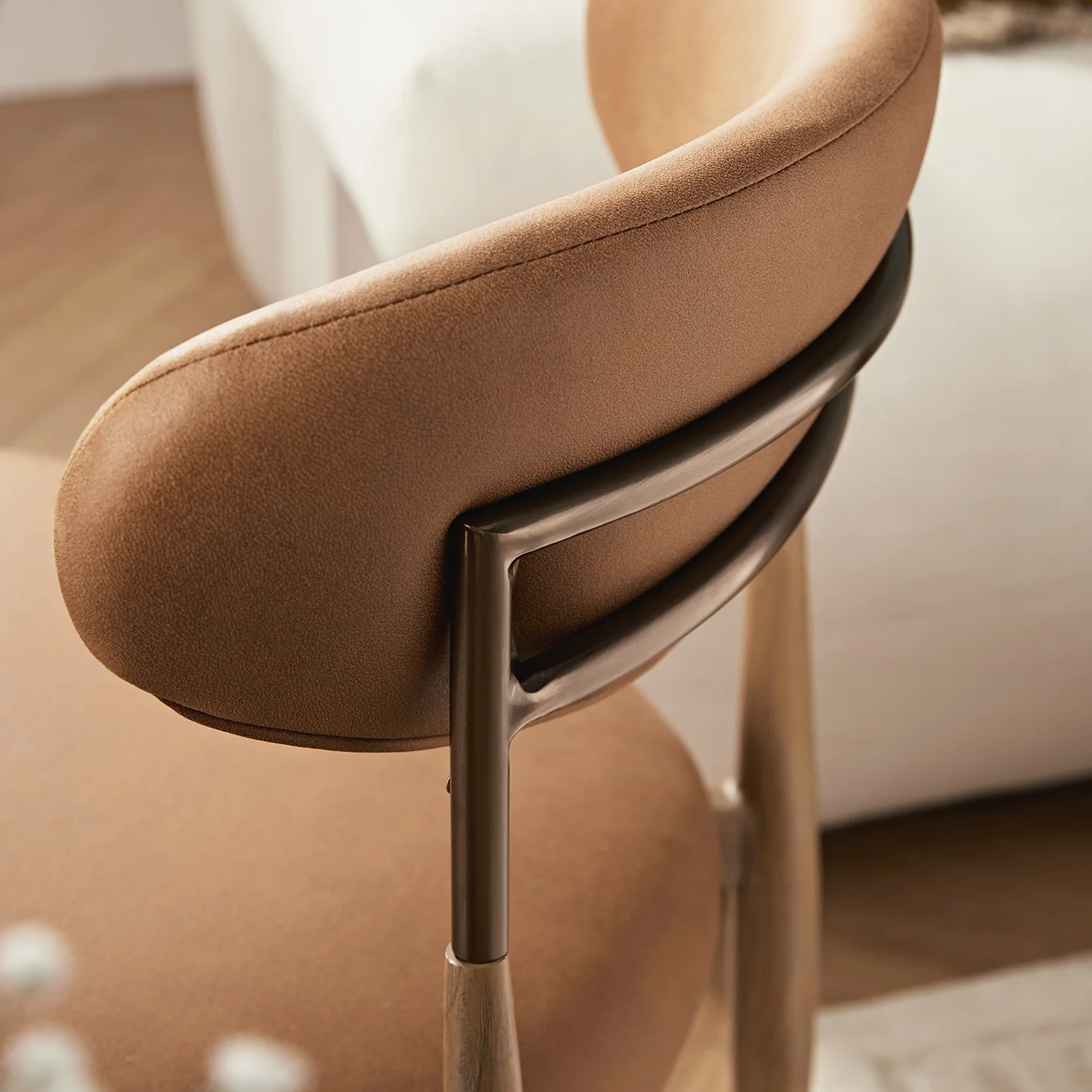 Dagmar Set of 2 Dining Chairs, Chestnut Faux Leather | Natural Frame - Image 5