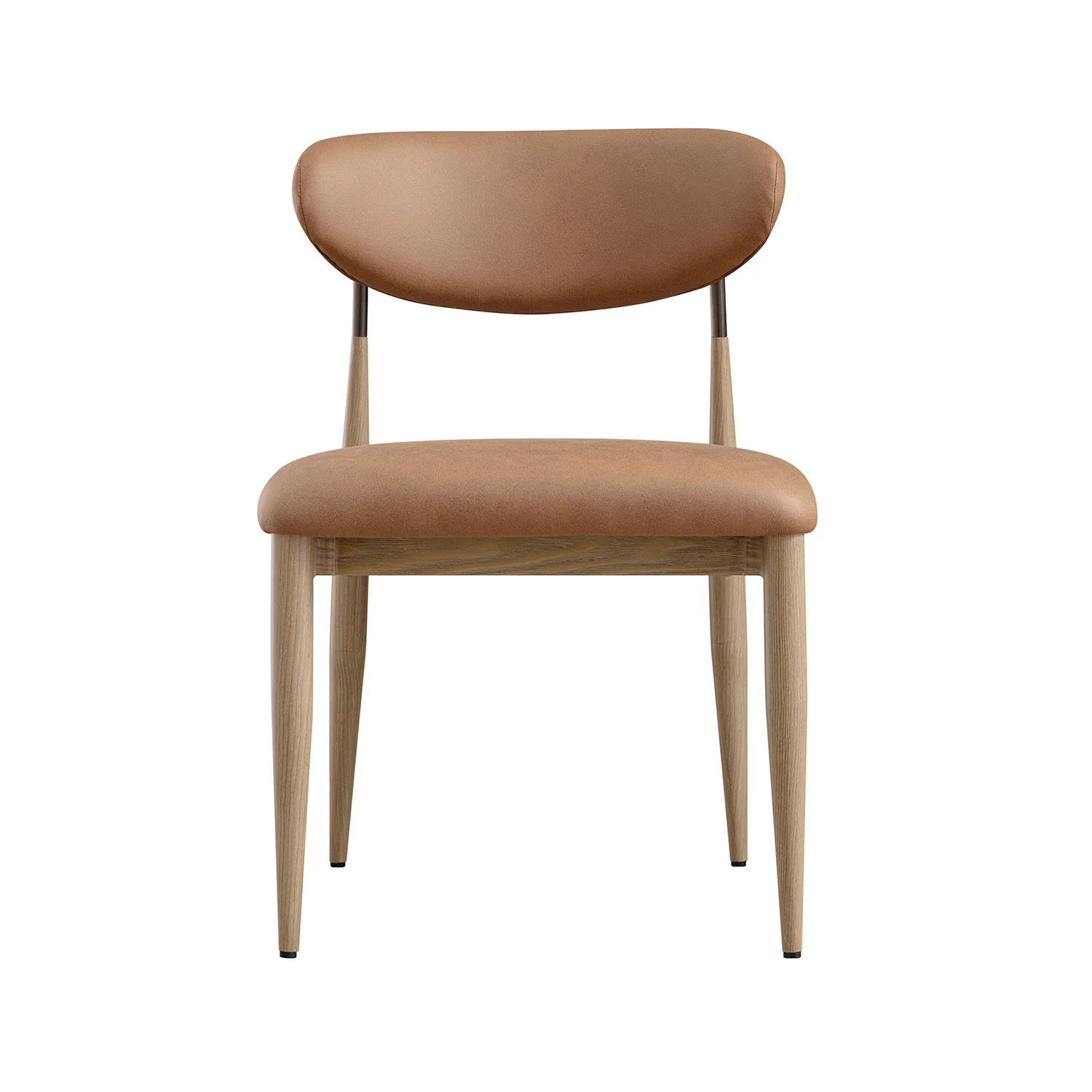 Dagmar Set of 2 Dining Chairs, Chestnut Faux Leather | Natural Frame - Image 8