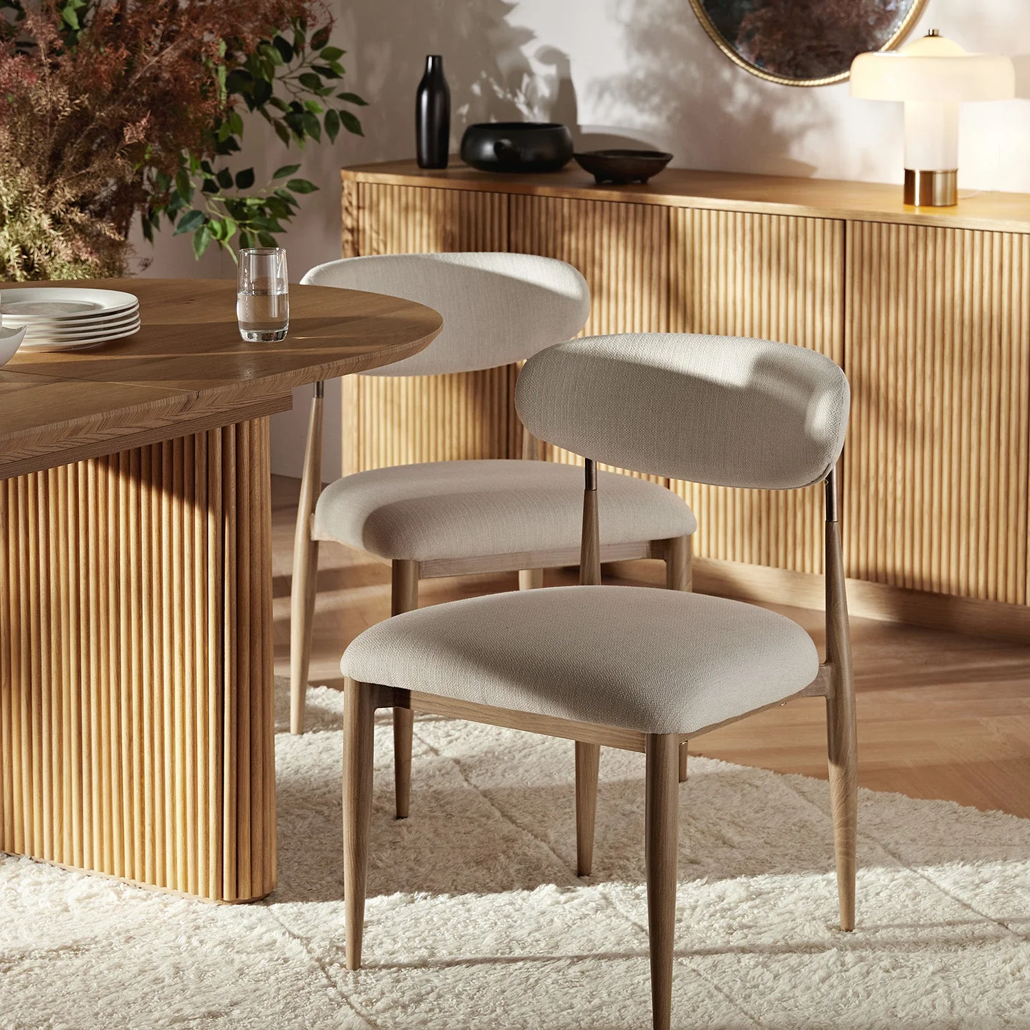 Dagmar Set of 2 Dining Chairs, Ivory Weave | Natural Frame - Image 2