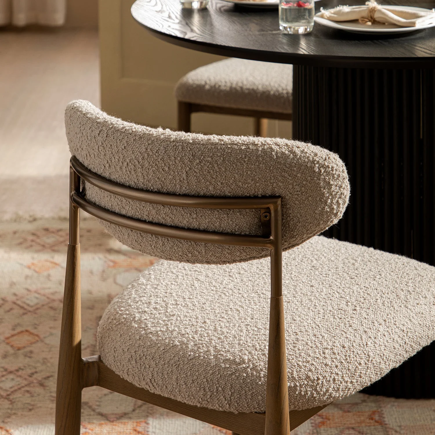 Dagmar Set of 2 Dining Chairs, Light Taupe Boucle | Silver Oak Frame - Image 5