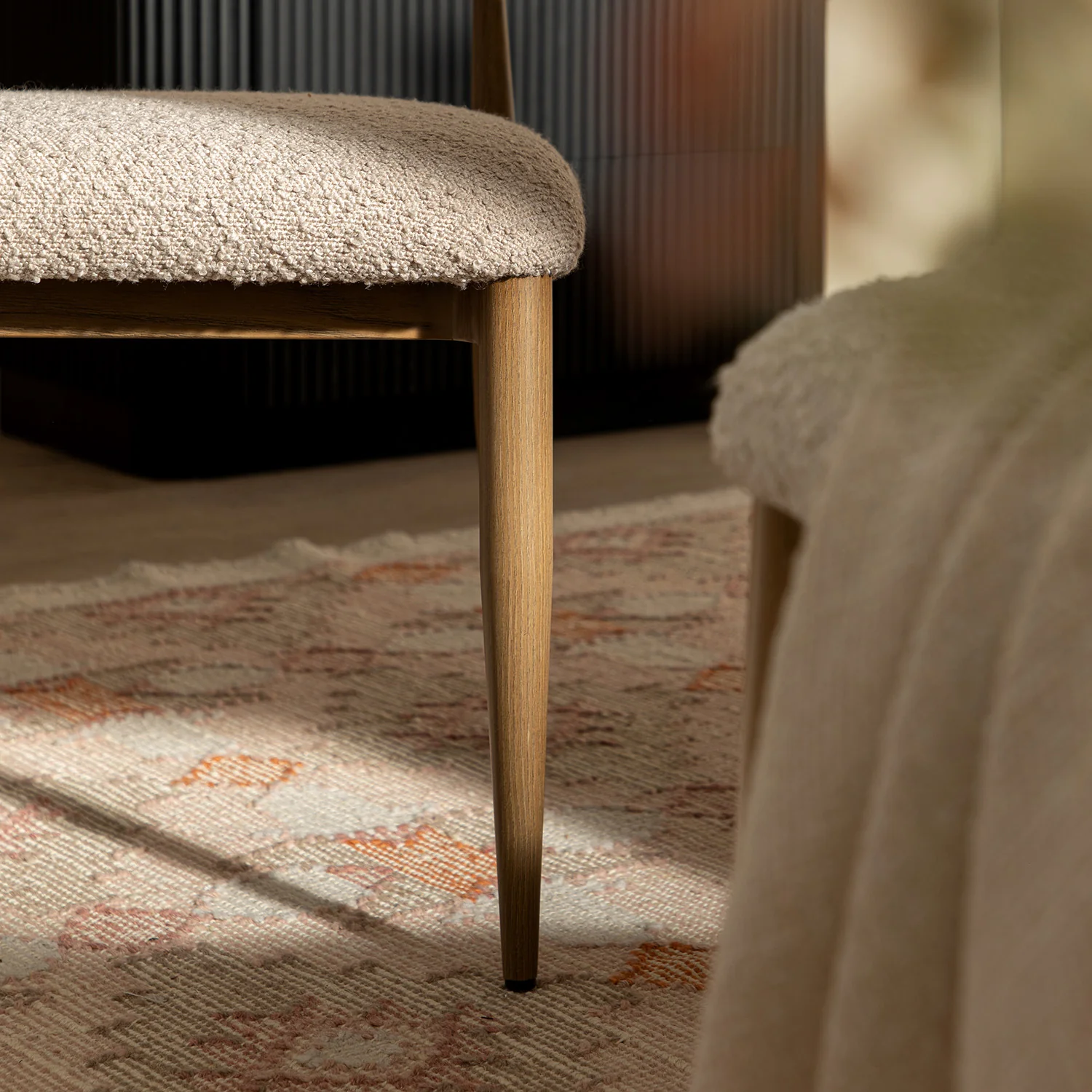 Dagmar Set of 2 Dining Chairs, Light Taupe Boucle | Silver Oak Frame - Image 7