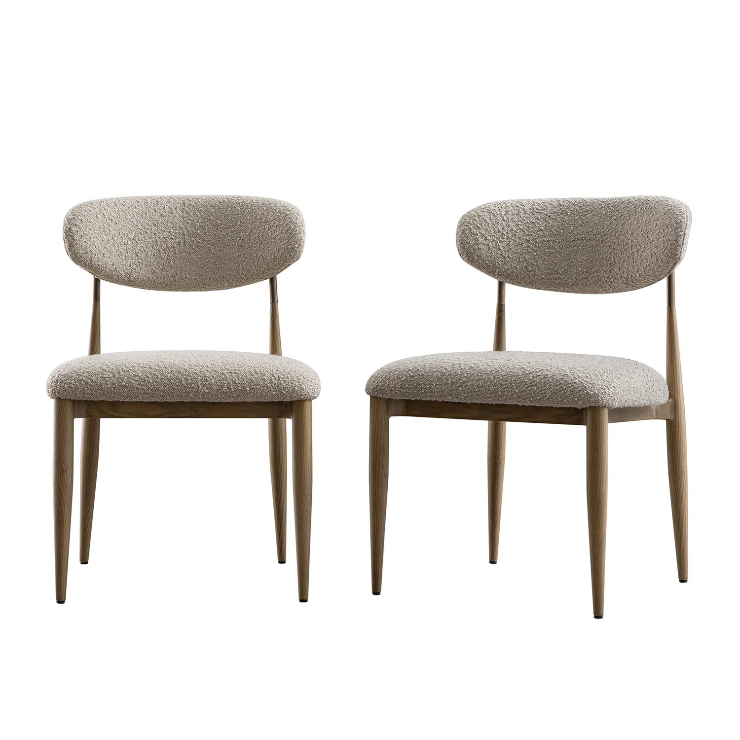 Dagmar Set of 2 Dining Chairs, Light Taupe Boucle | Silver Oak Frame - Image 8
