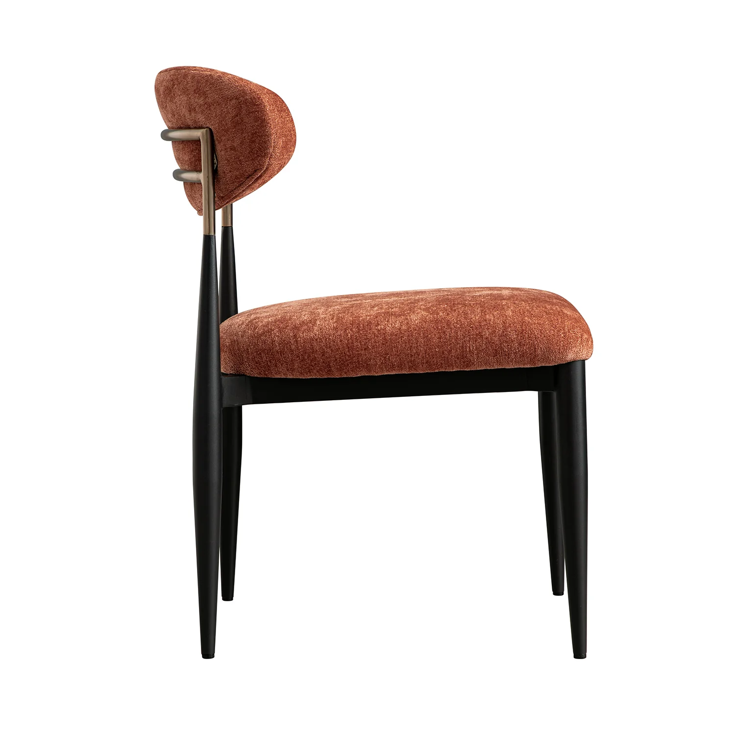 Dagmar Set of 2 Dining Chairs, Rust Chenille | Black Frame - Image 11
