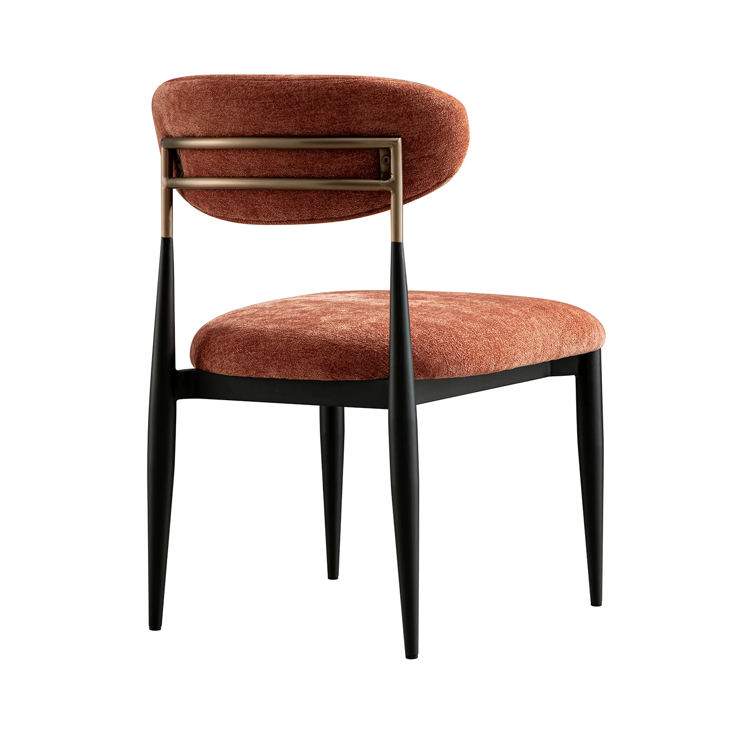 Dagmar Set of 2 Dining Chairs, Rust Chenille | Black Frame - Image 12