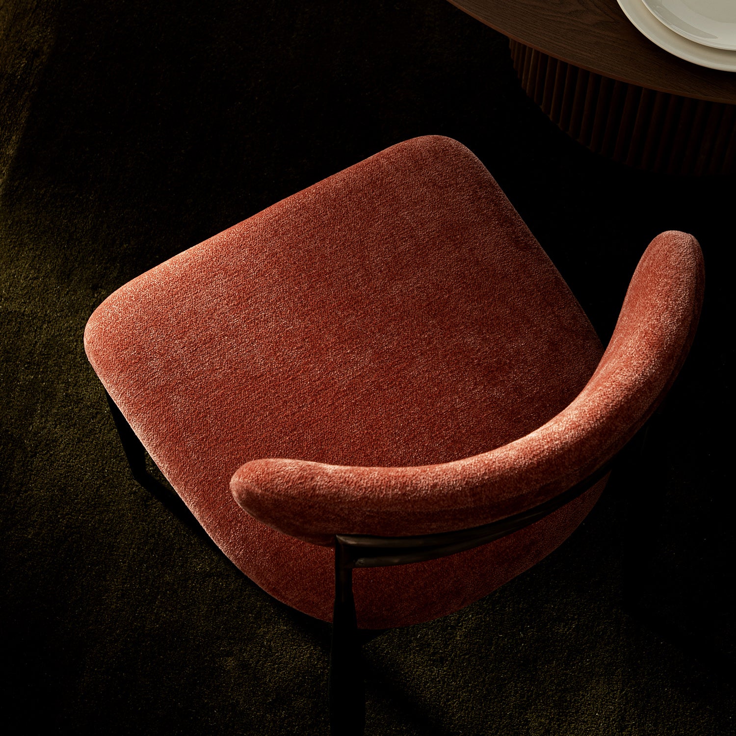 Dagmar Set of 2 Dining Chairs, Rust Chenille | Black Frame - Image 4