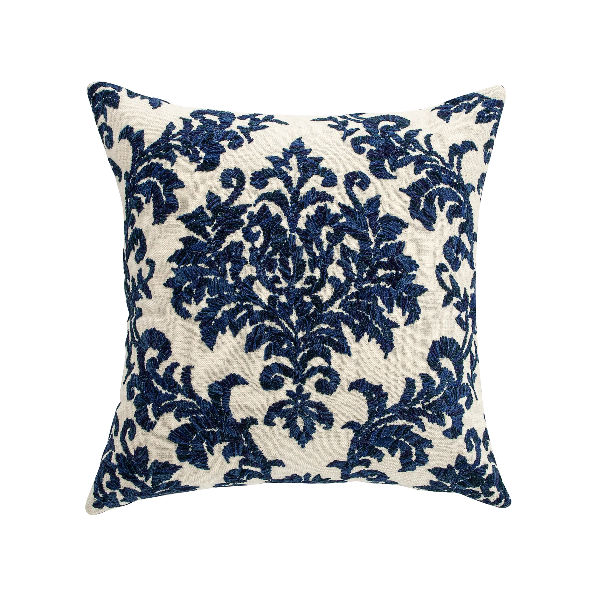 Damask Sapphire Wool Embroidered Cushion - Image 3