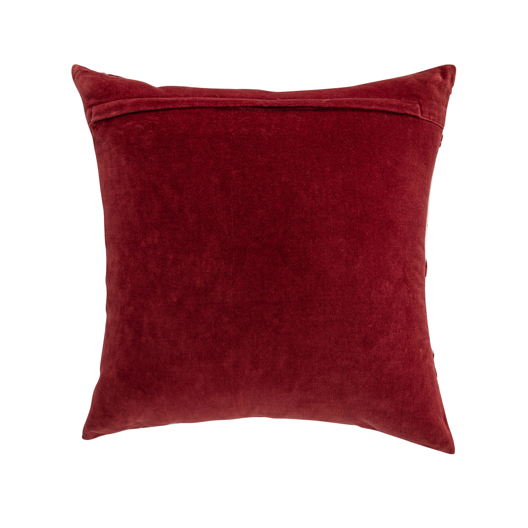 Damask Scarlet Red Wool Embroidered Cushion - Image 3