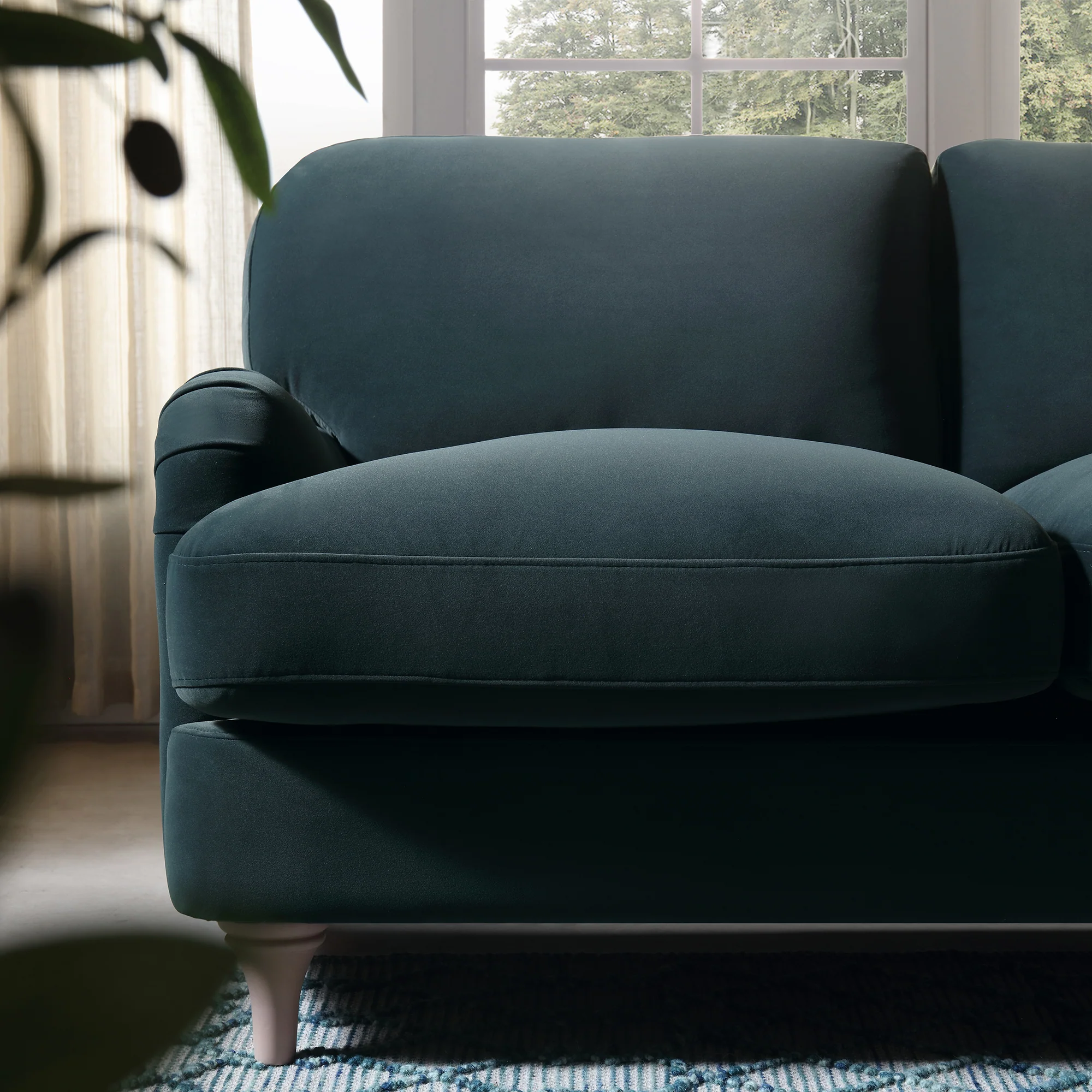 Daphnis Aegean Blue Velvet Sofa, 2-Seater - Image 3