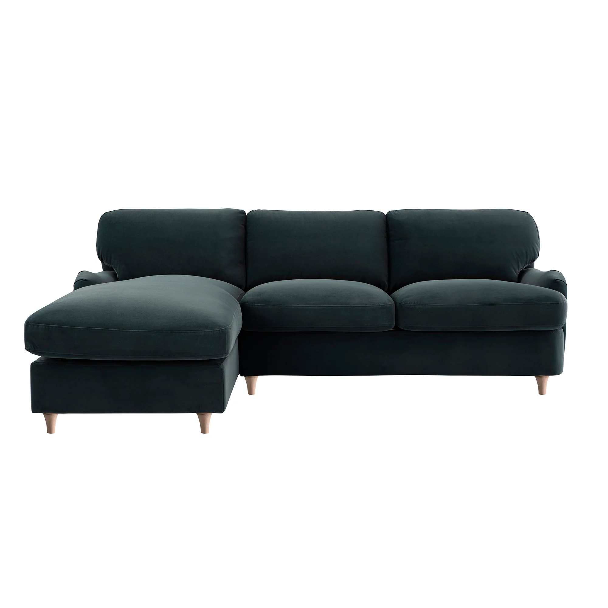 Daphnis Aegean Blue Velvet Sofa Bed, Grande Chaise Left Hand Facing - Image 14