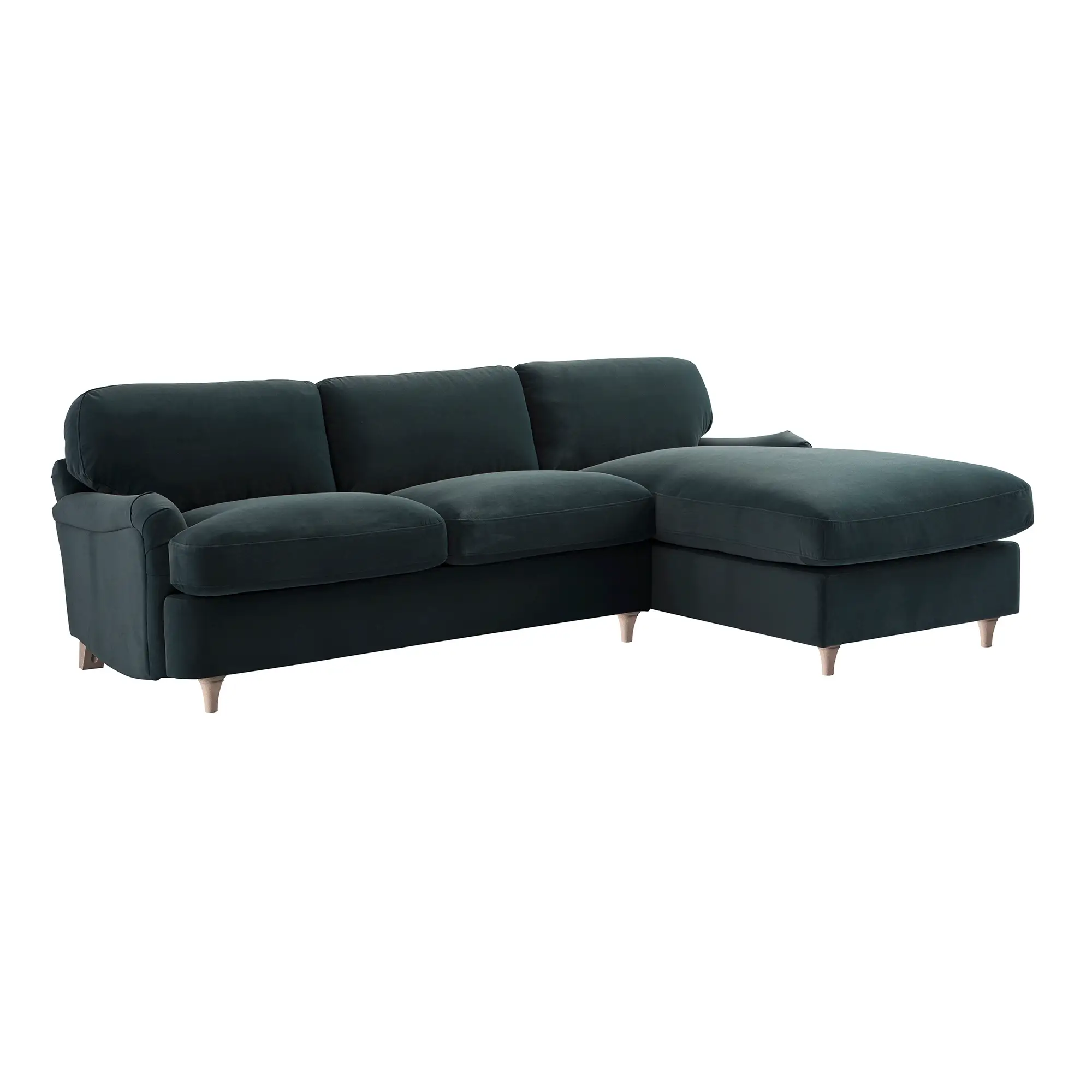 Daphnis Aegean Blue Velvet Sofa Bed, Grande Chaise Right Hand Facing - Image 11