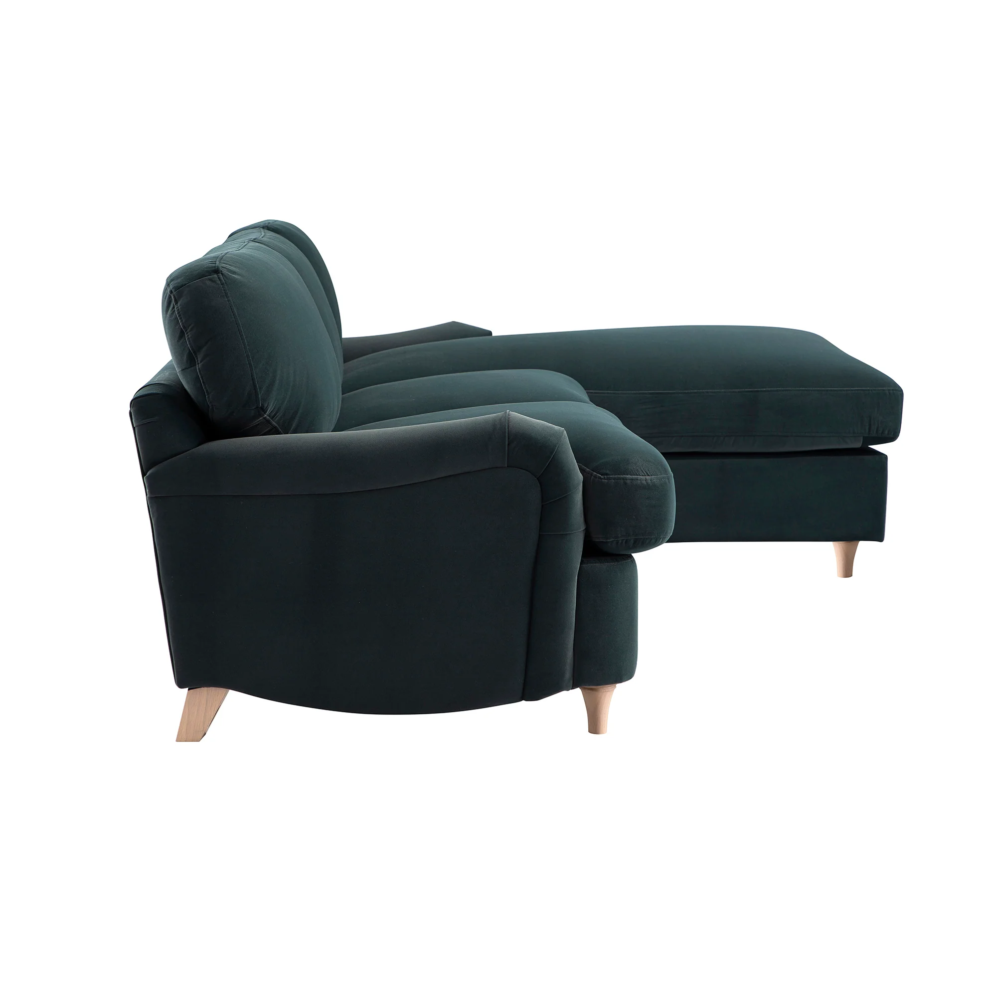 Daphnis Aegean Blue Velvet Sofa Bed, Grande Chaise Right Hand Facing - Image 16
